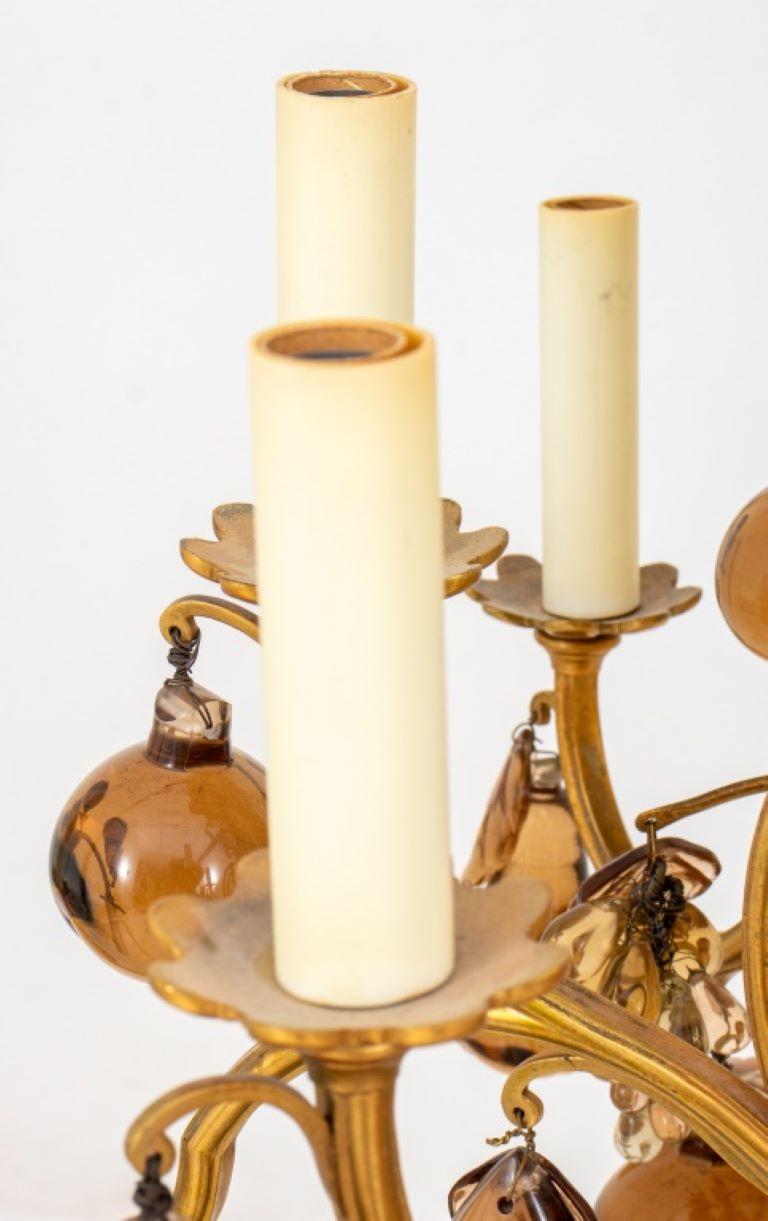 Lustre 16 feux de style Louis XV en verre ambré en vente 3