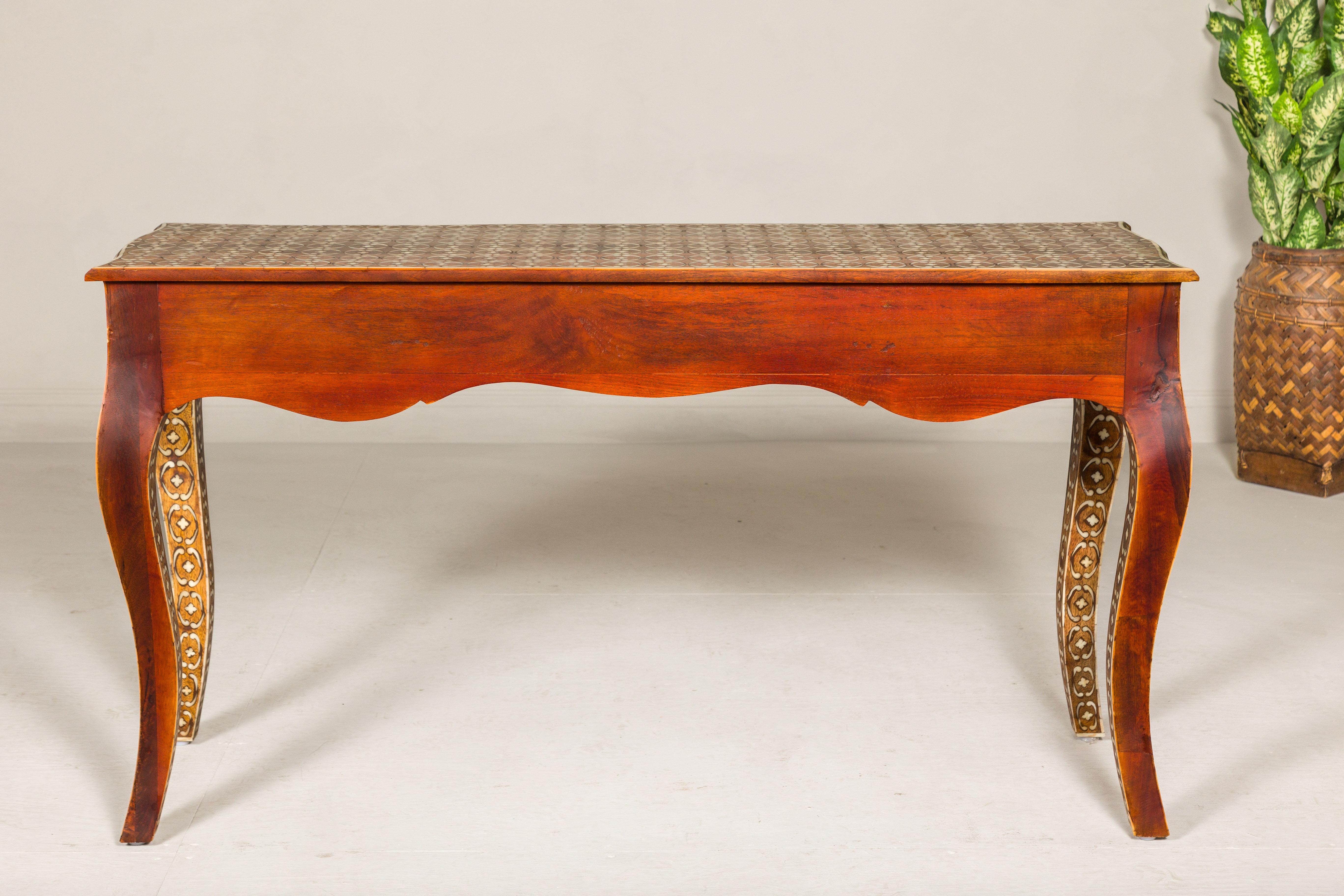 Louis XV Style Anglo-Indian Console Table with Three Drawers and Bone Inlay For Sale 12