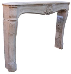 Louis XV Style Antique Limestone Mantel