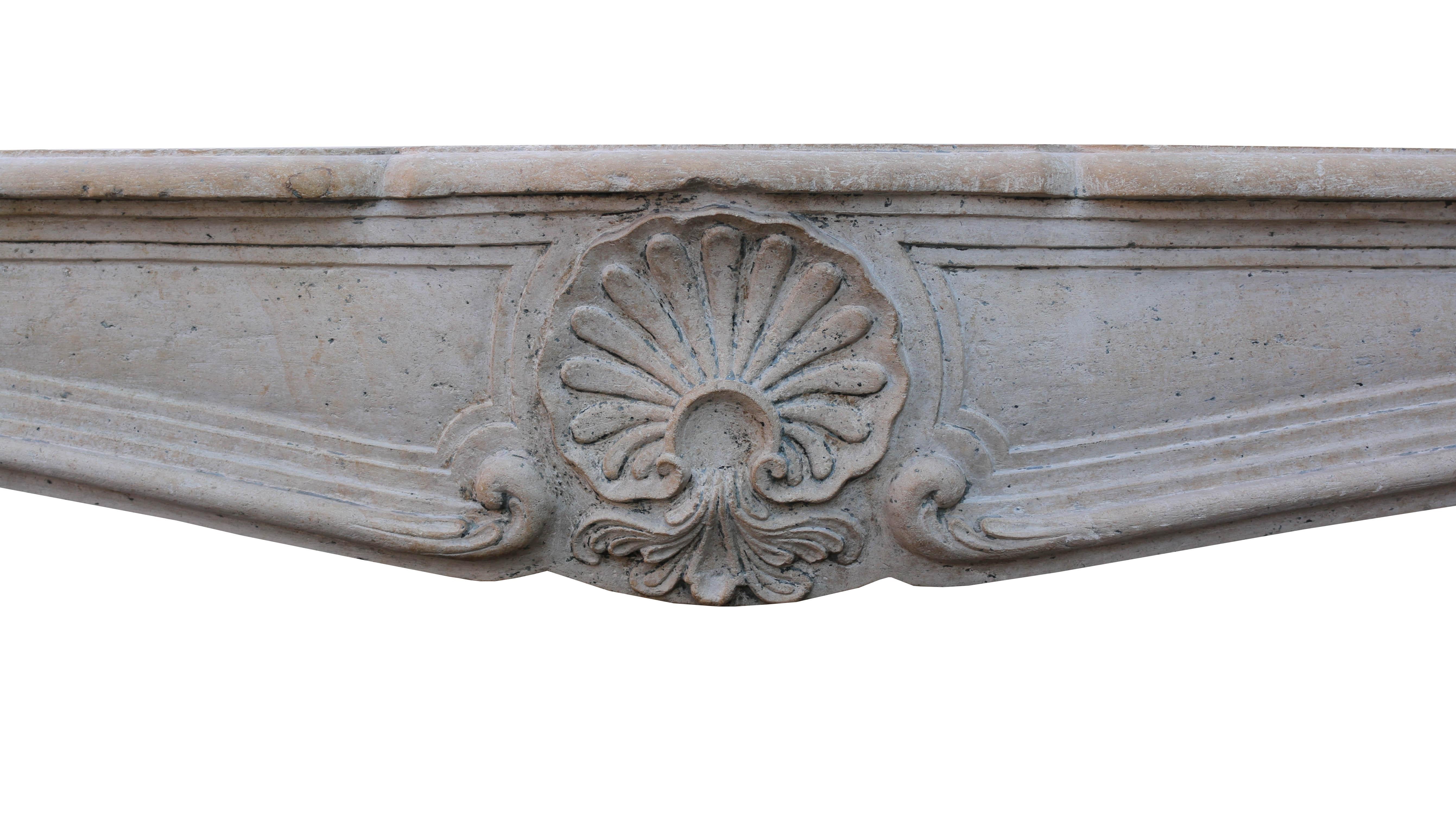 Louis XV Style Antique Limestone Mantel In Fair Condition For Sale In Wormelow, Herefordshire