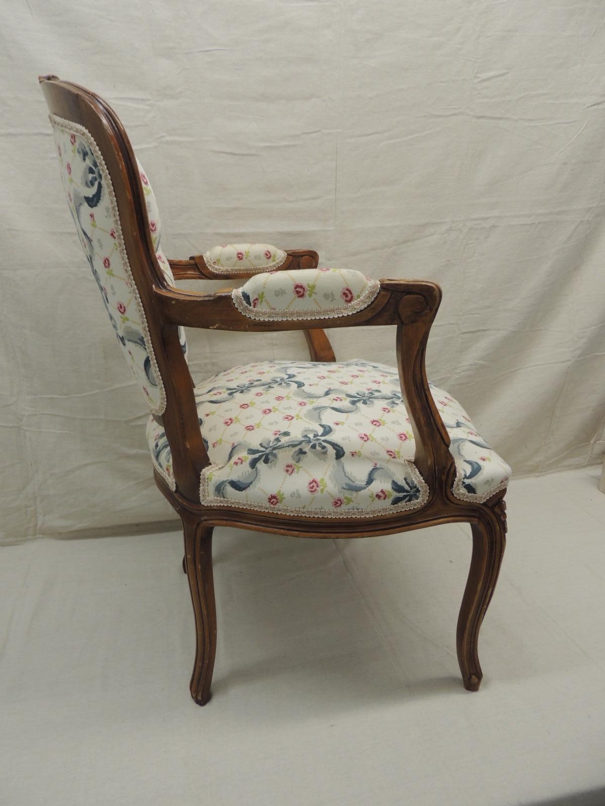Louis XV Style Antique Petite Armchair In Good Condition In Oakland Park, FL