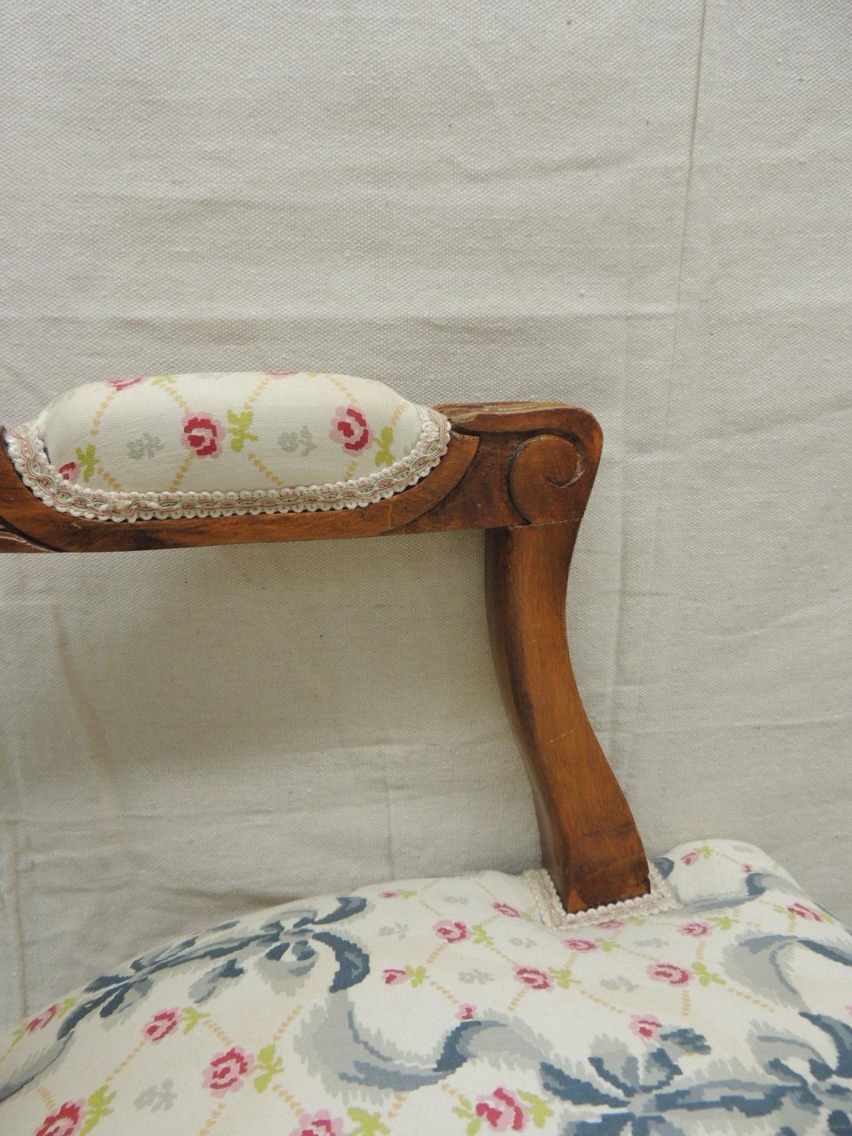 Fabric Louis XV Style Antique Petite Armchair