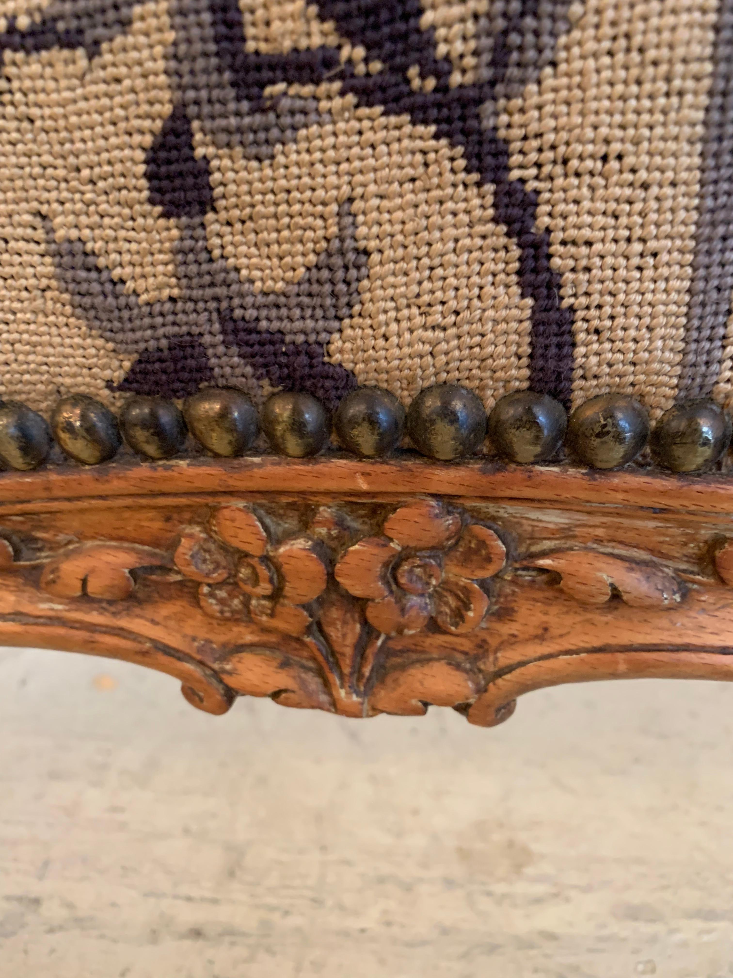 French Louis XV Style Antique Upholstered Fireplace Screen For Sale