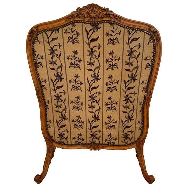 Louis XV Style Antique Upholstered Fireplace Screen For Sale