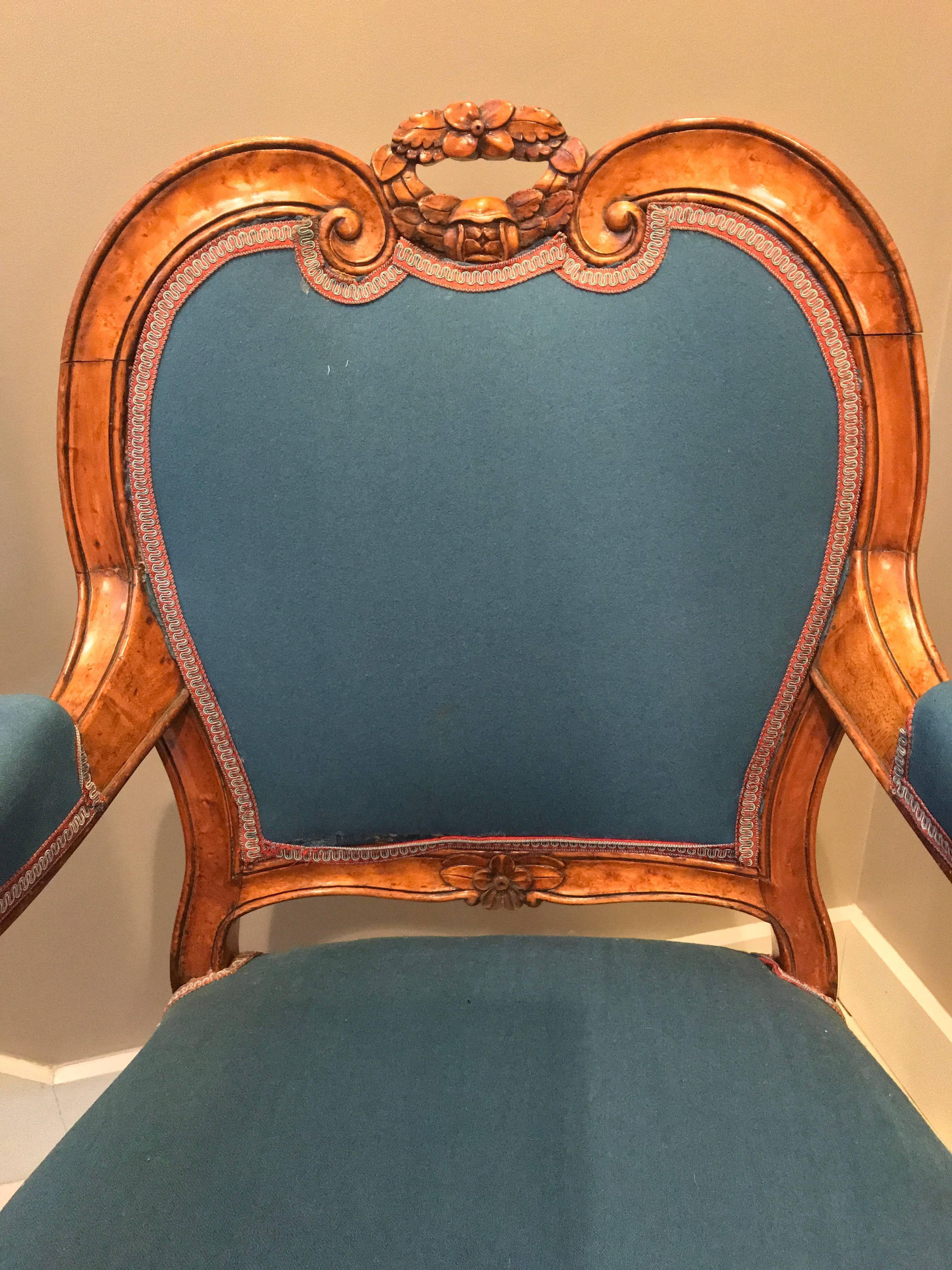 French Louis XV Style Armchair, France, 19th Century For Sale
