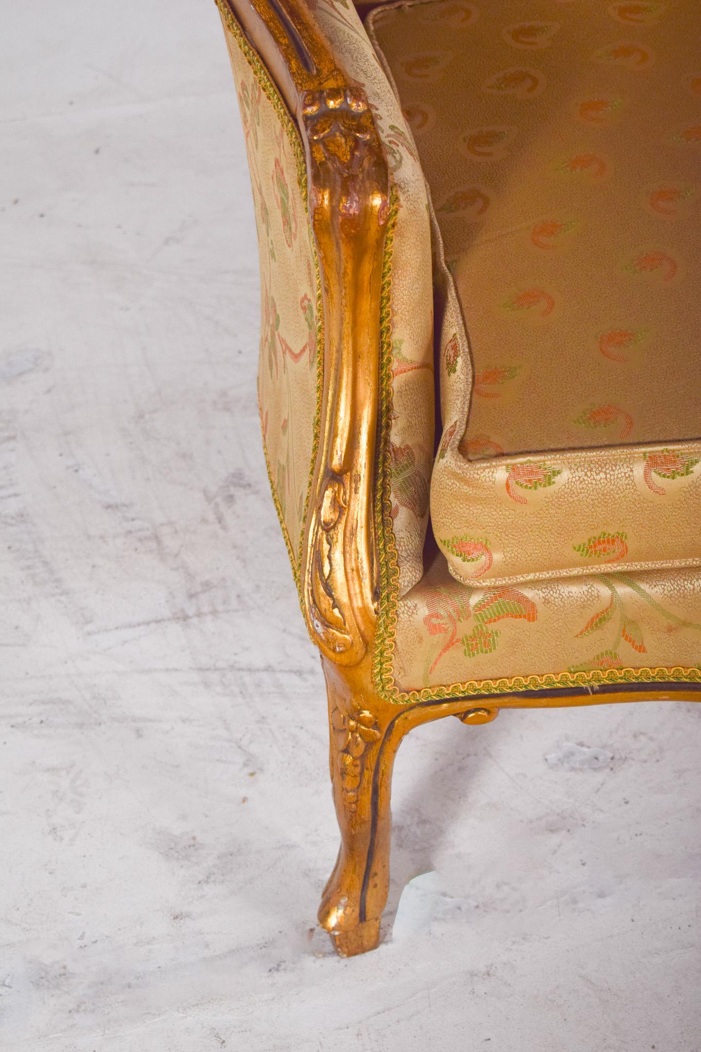 Louis XV Stil Sessel in Gold lackiert im Angebot 6