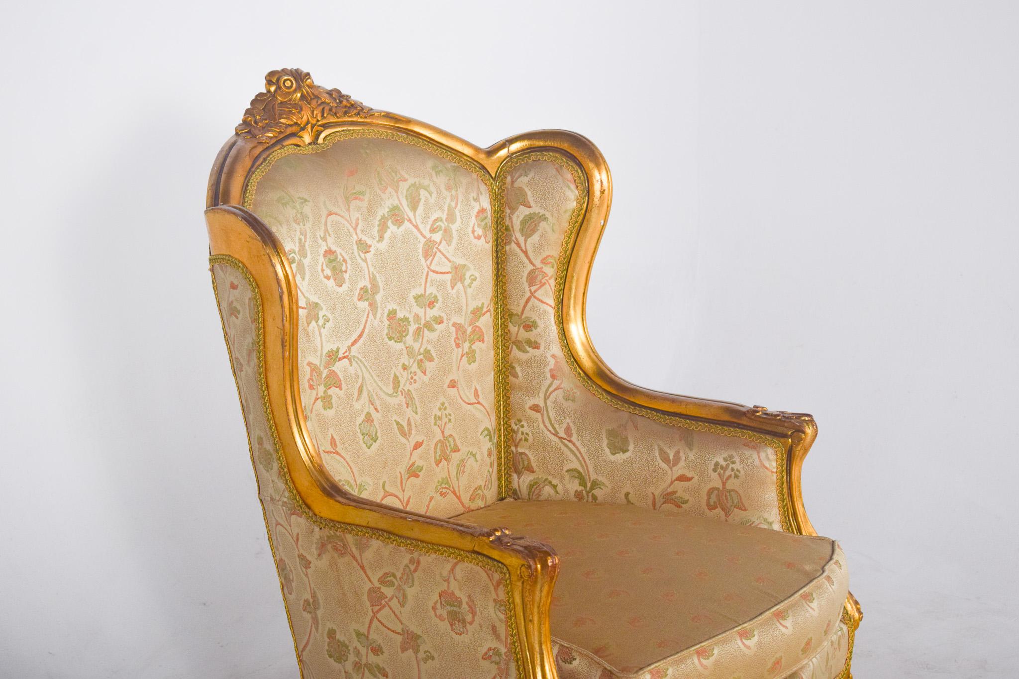 Louis XV Stil Sessel in Gold lackiert (20. Jahrhundert) im Angebot