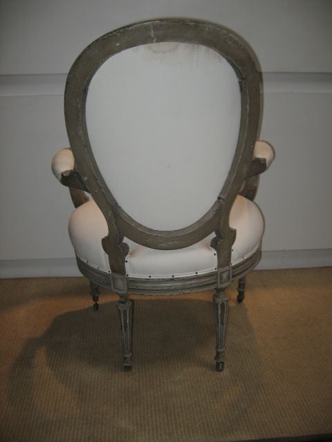 French Louis XV Style Armchair in Original Distressed Paint Finish For Sale