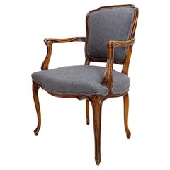 Vintage Louis XV style armchair - mouse gray felt fabric