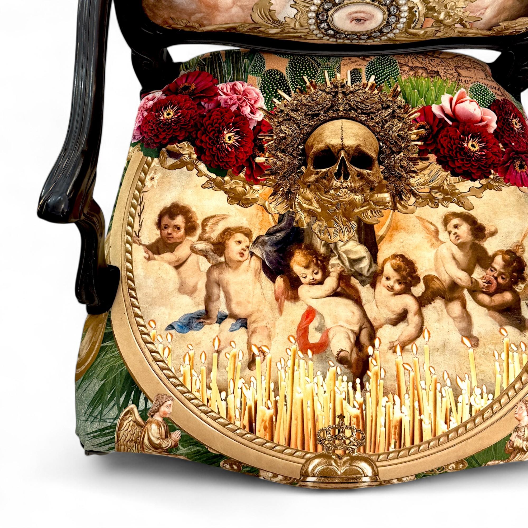 Fauteuil de style Louis XV avec tapisserie à iconographie surréaliste en vente 3