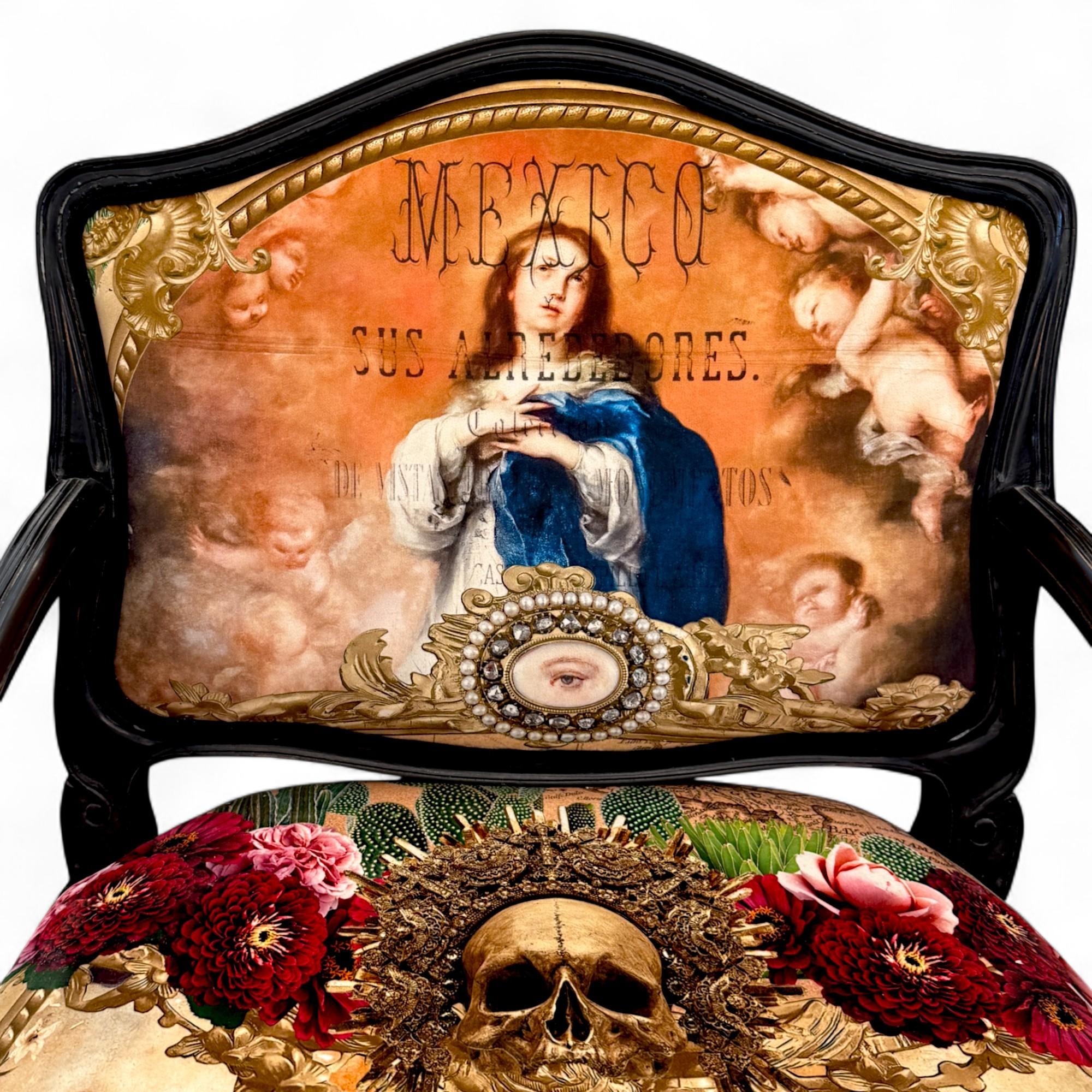 Fauteuil de style Louis XV avec tapisserie à iconographie surréaliste en vente 4