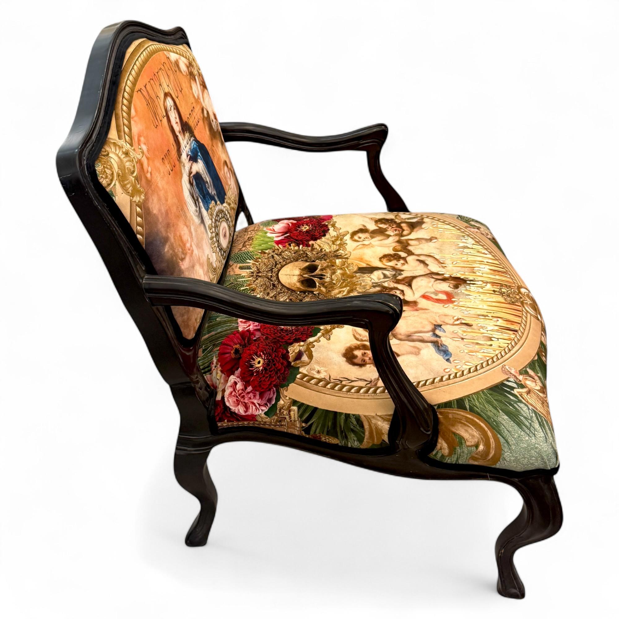 Fauteuil de style Louis XV avec tapisserie à iconographie surréaliste en vente 7