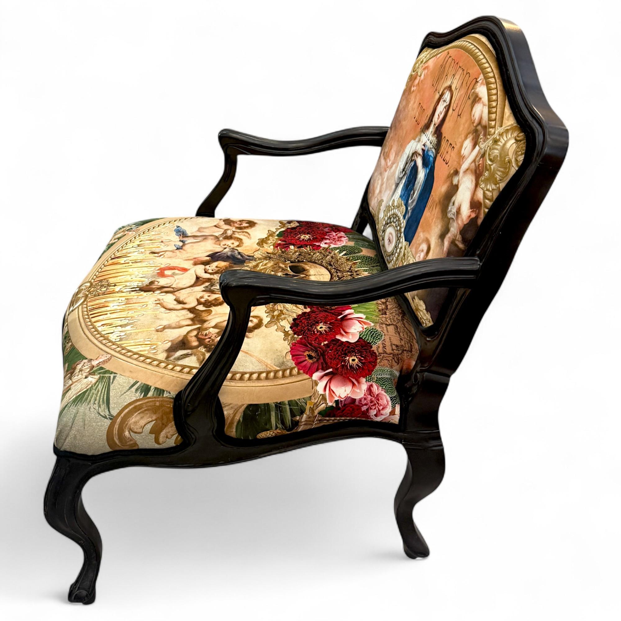 Fauteuil de style Louis XV avec tapisserie à iconographie surréaliste en vente 9
