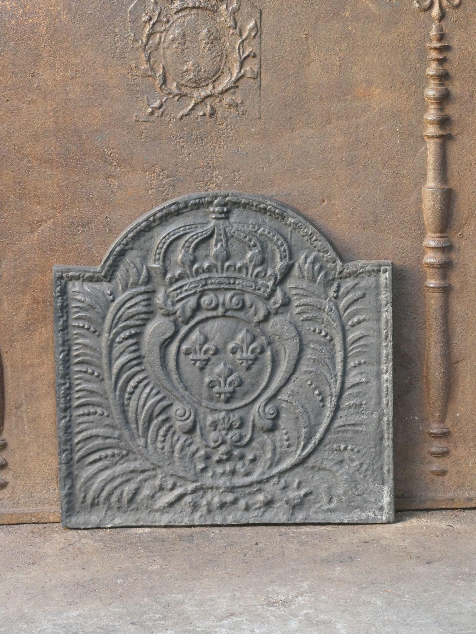 Français Plaque de cheminée / crédence arrière Arms of France de style Louis XV en vente