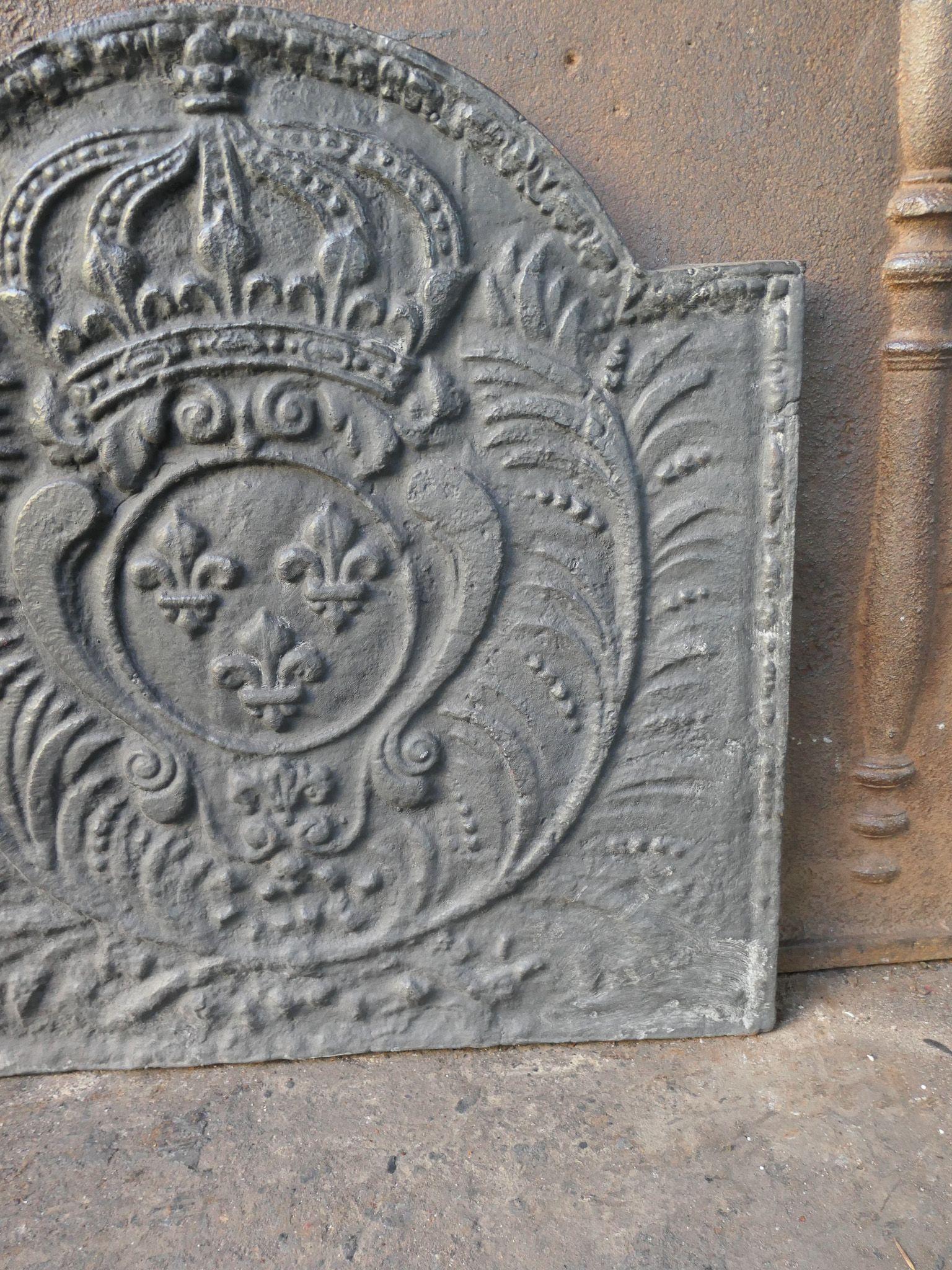 Plaque de cheminée / crédence arrière Arms of France de style Louis XV en vente 1