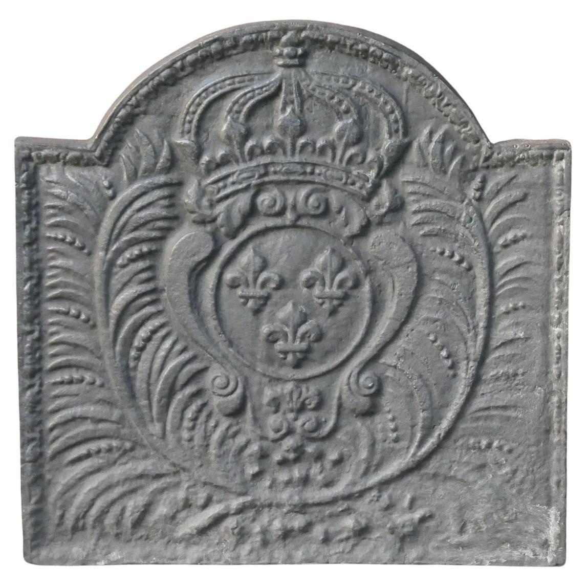 Plaque de cheminée / crédence arrière Arms of France de style Louis XV