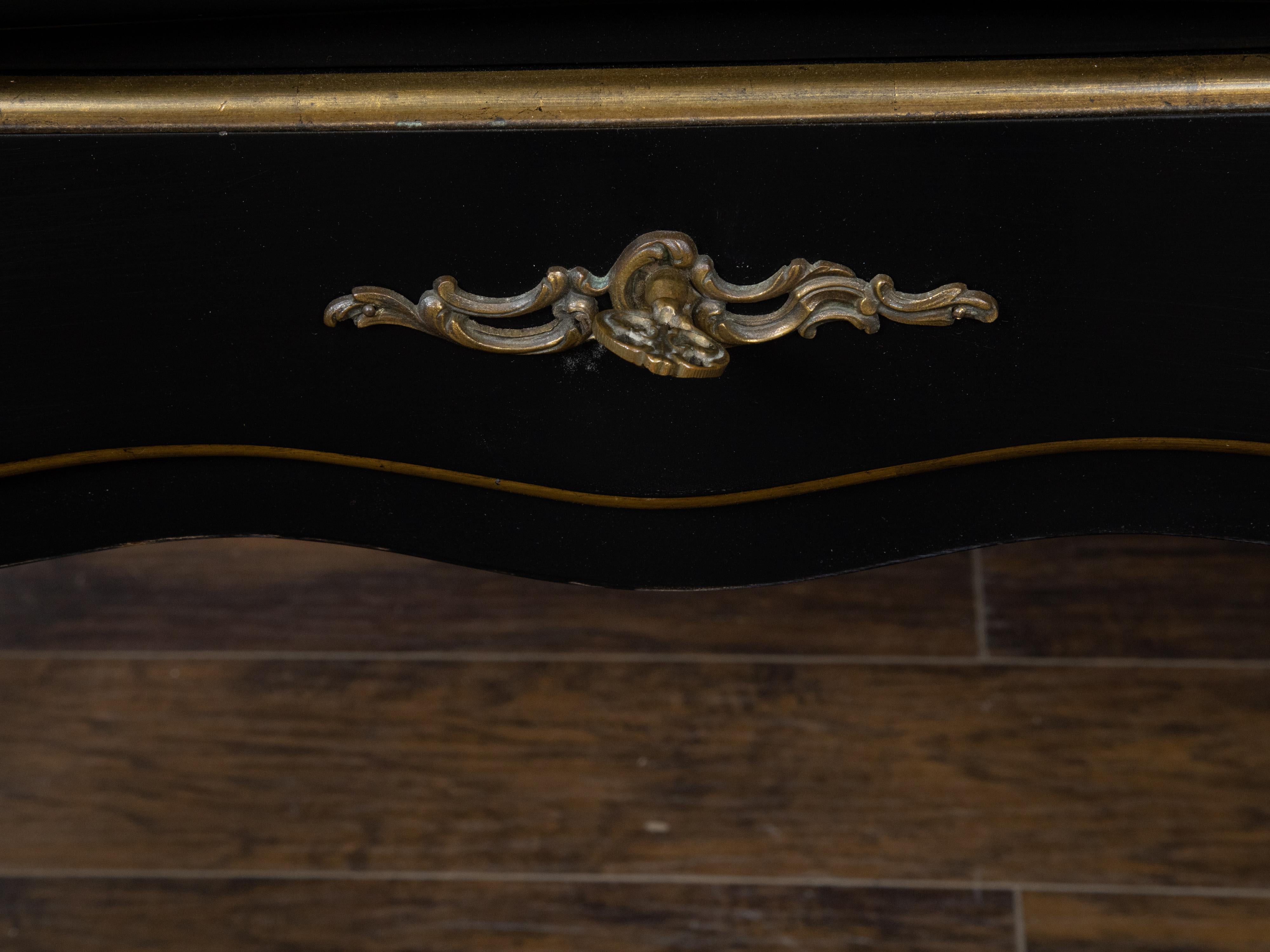 Louis XV Style Auffray and Co Black Desk with Leather Top and Bronze Mounts For Sale 6