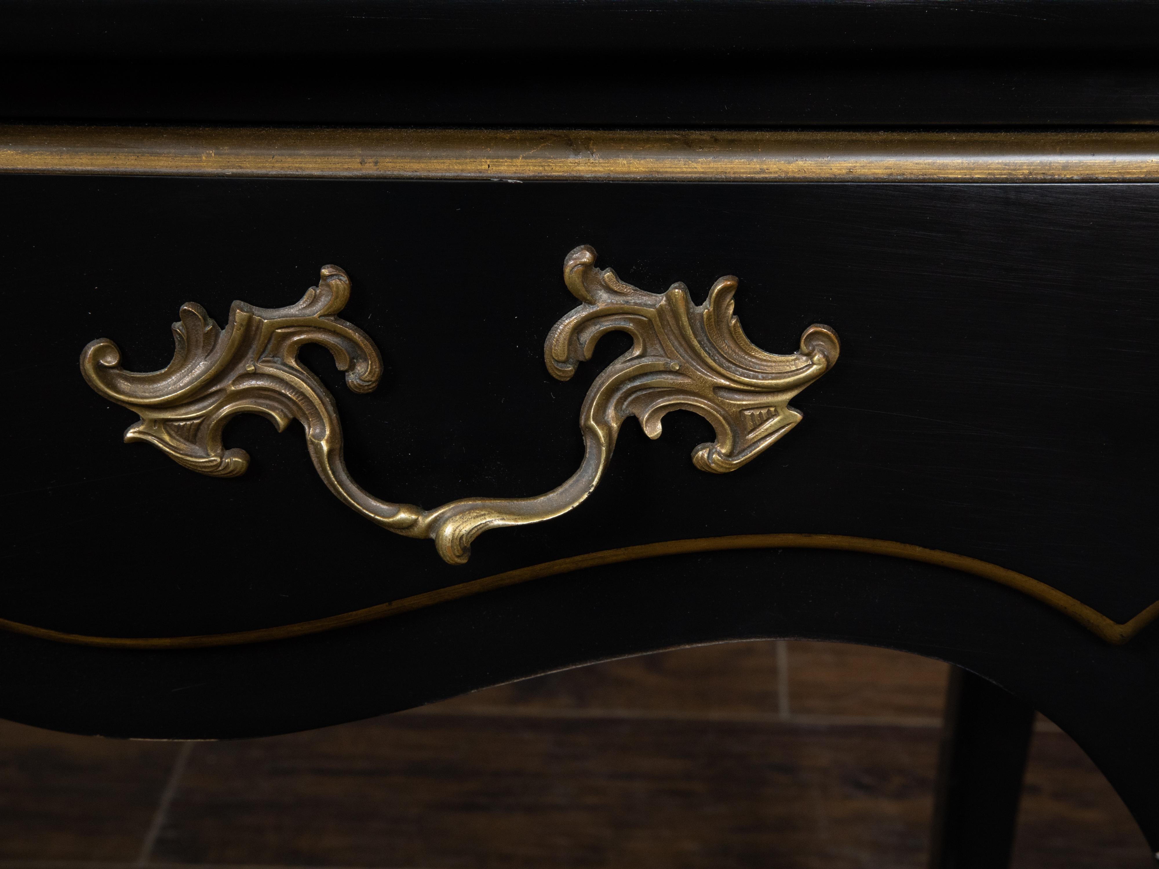 Louis XV Style Auffray and Co Black Desk with Leather Top and Bronze Mounts For Sale 7