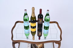 Carrello da bar in stile Luigi XV in Oak con piano a specchio e vetro, Italia anni '30