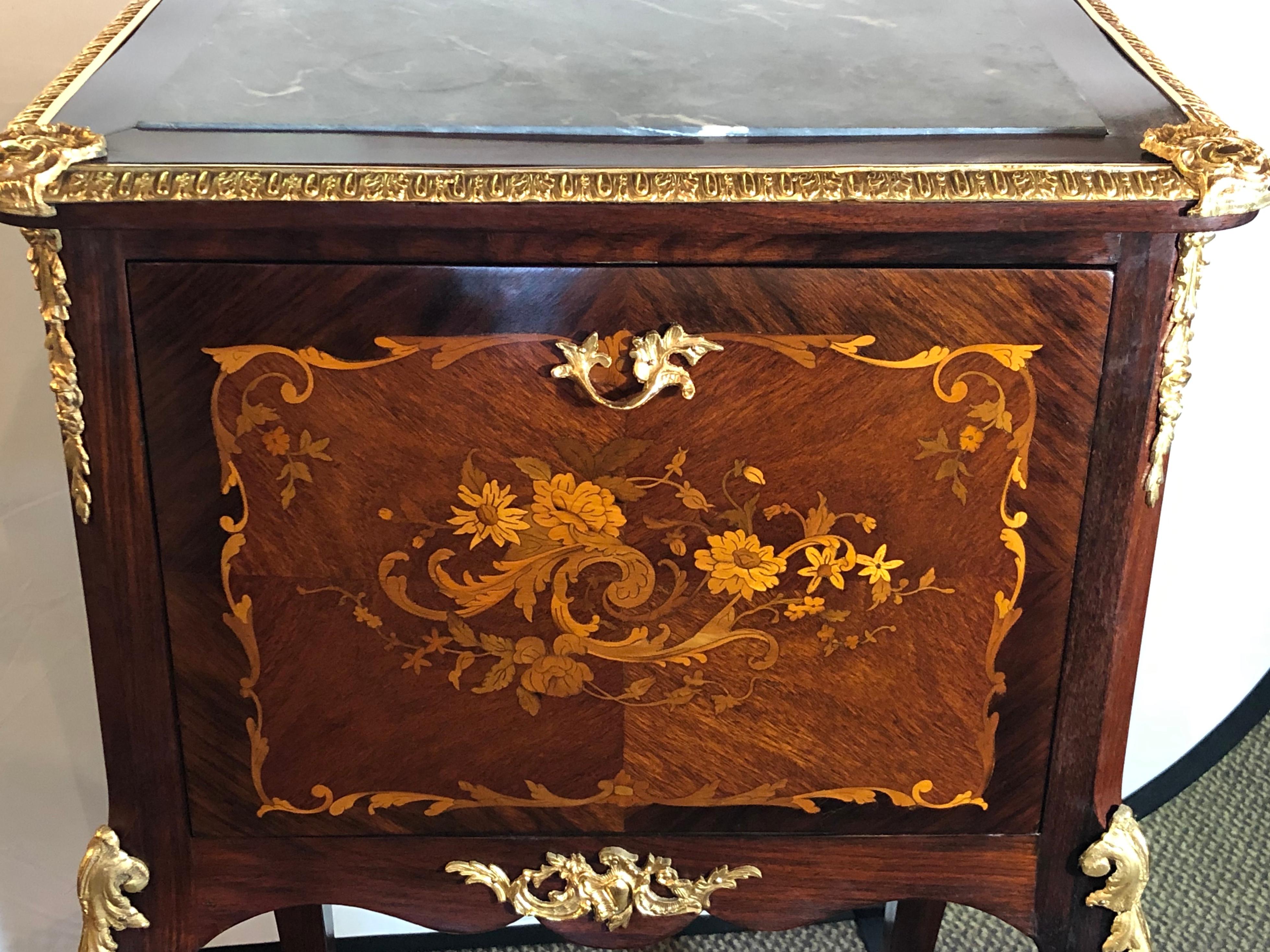 Bronze Louis XV Style Bar / Liqueur Cabinet, French Signed Brevete Paris