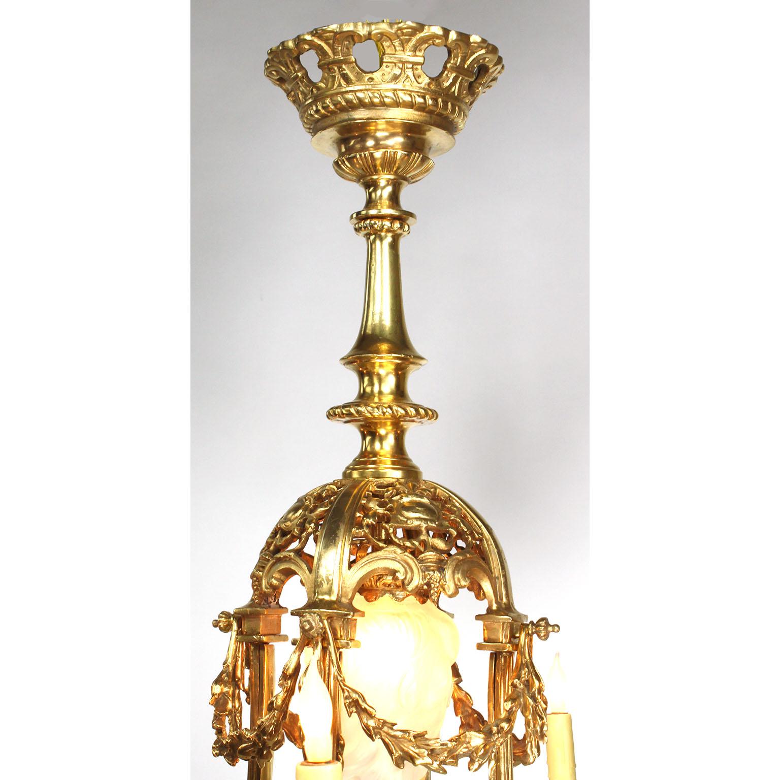 Louis XV Style Belle Époque Gilt & Patinated Bronze Nine-Light Cherub Chandelier For Sale 2