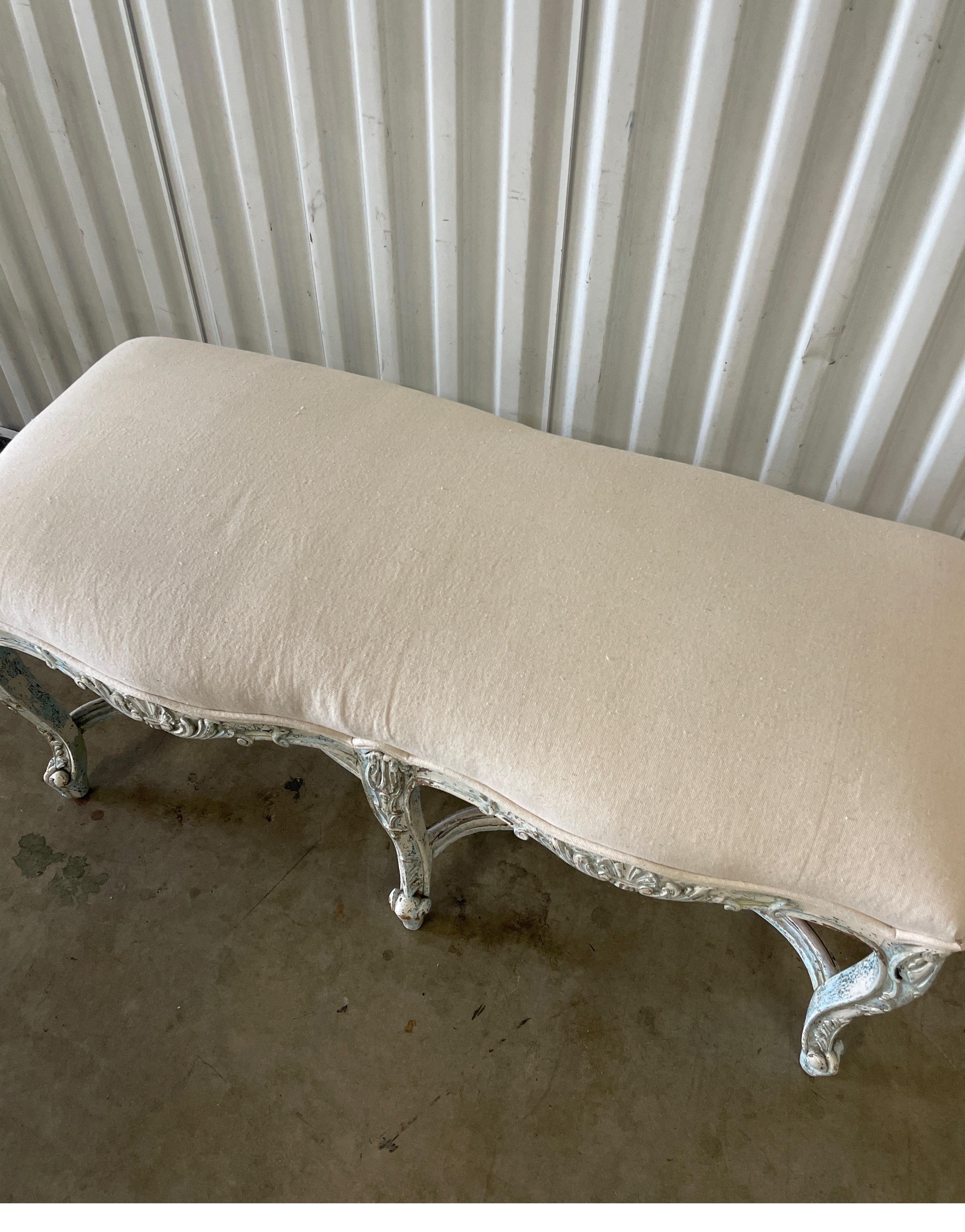 Fabric Louis XV Style Bench For Sale