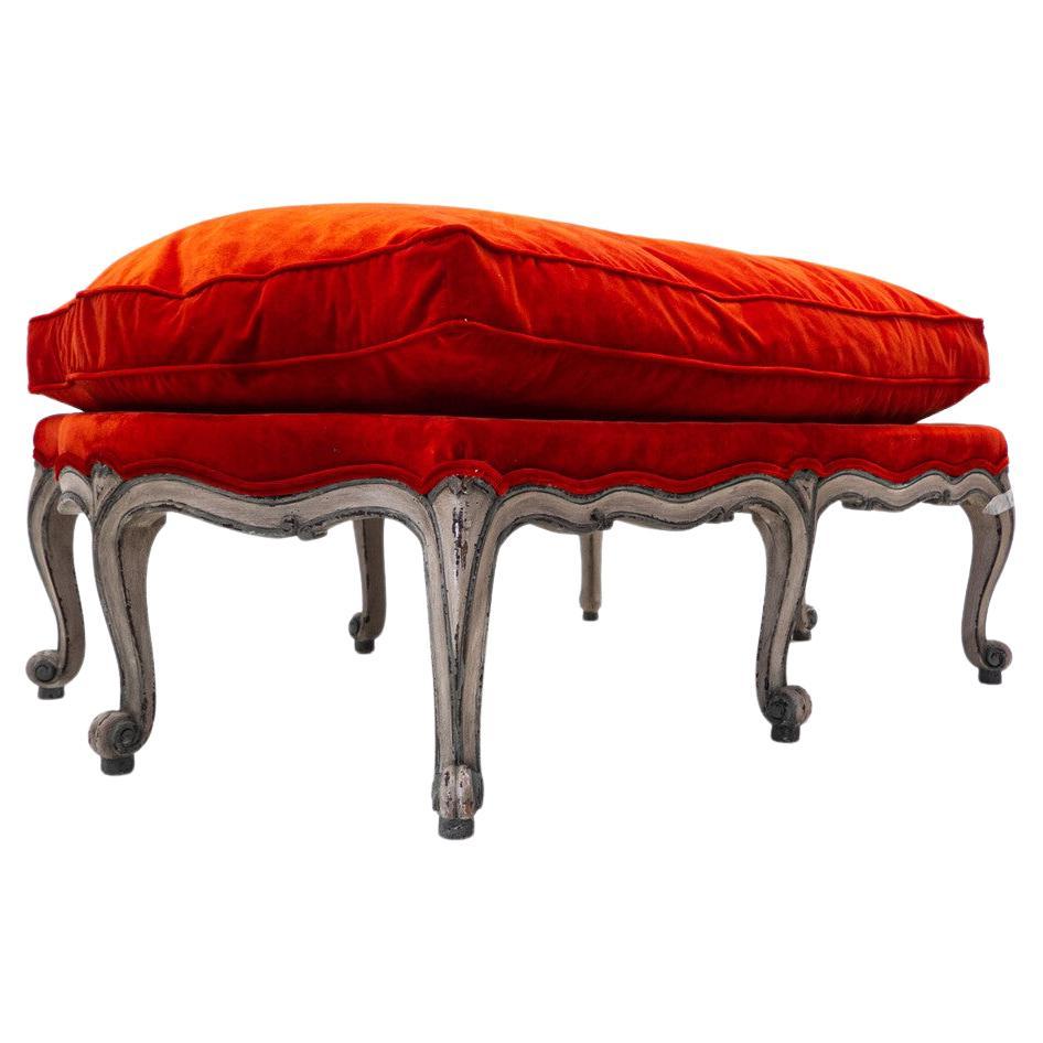 Louis XV Style Bench, Red Velvet, Belgium For Sale