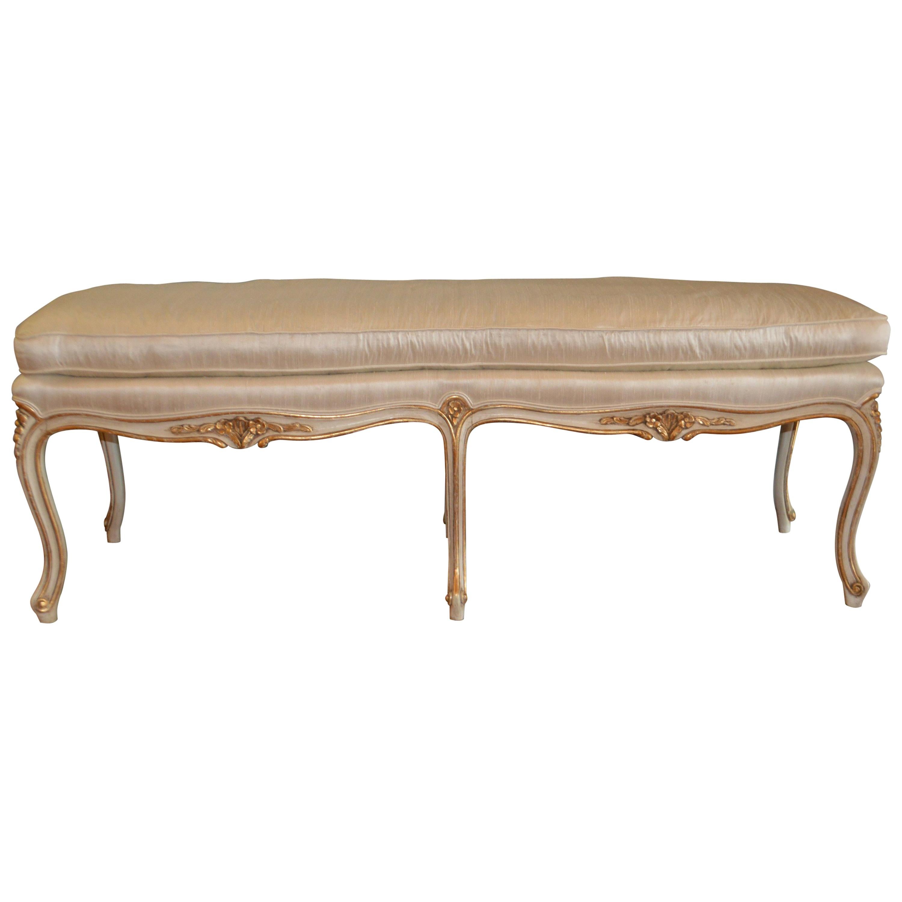 Louis XV Style Bench Showing Painted Showing Gilt Accent, for Custom Order For Sale