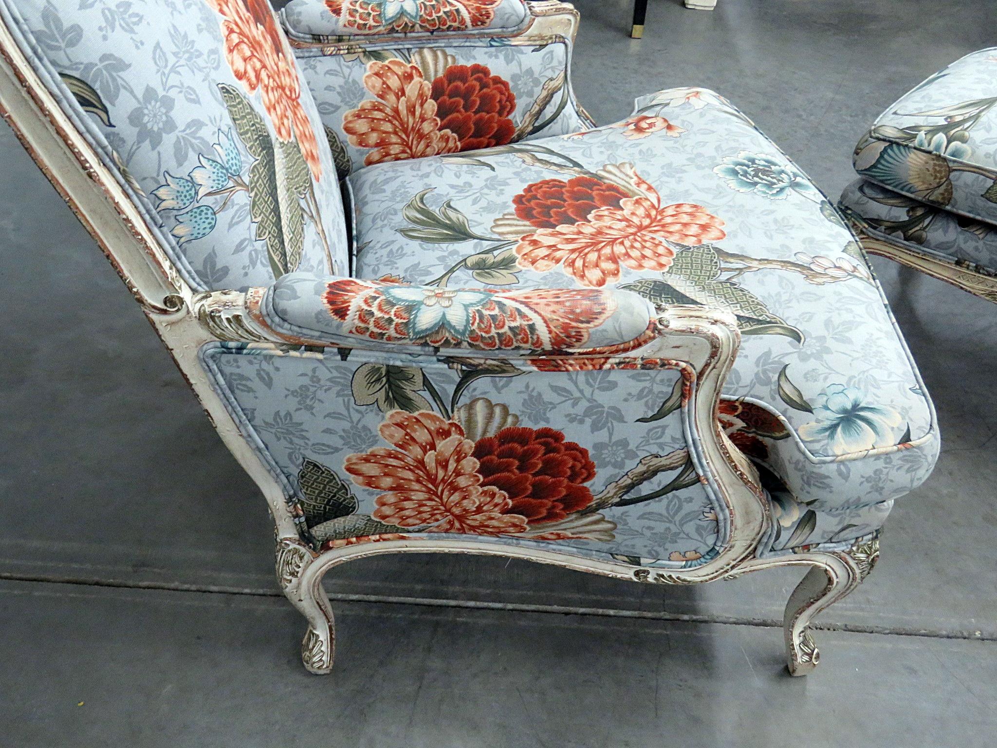 Louis XV Style Bergere and Ottoman 3