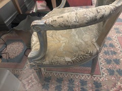 Louis XV Style Bergere Chair Sabina Braxton French Velvet Fabric Light Blue