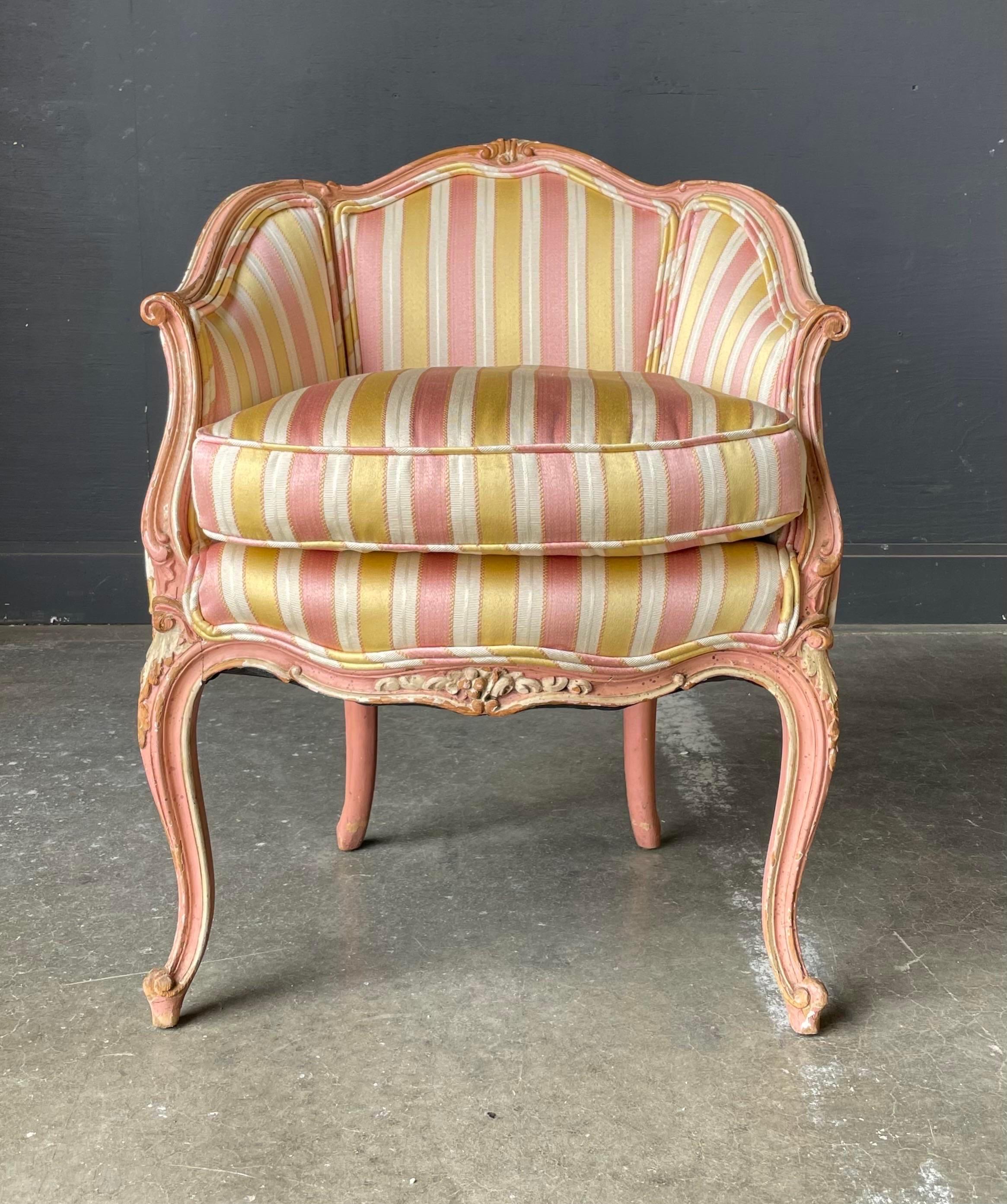 Louis XV Style Bergere Chairs - a Pair In Good Condition For Sale In Hudson, NY