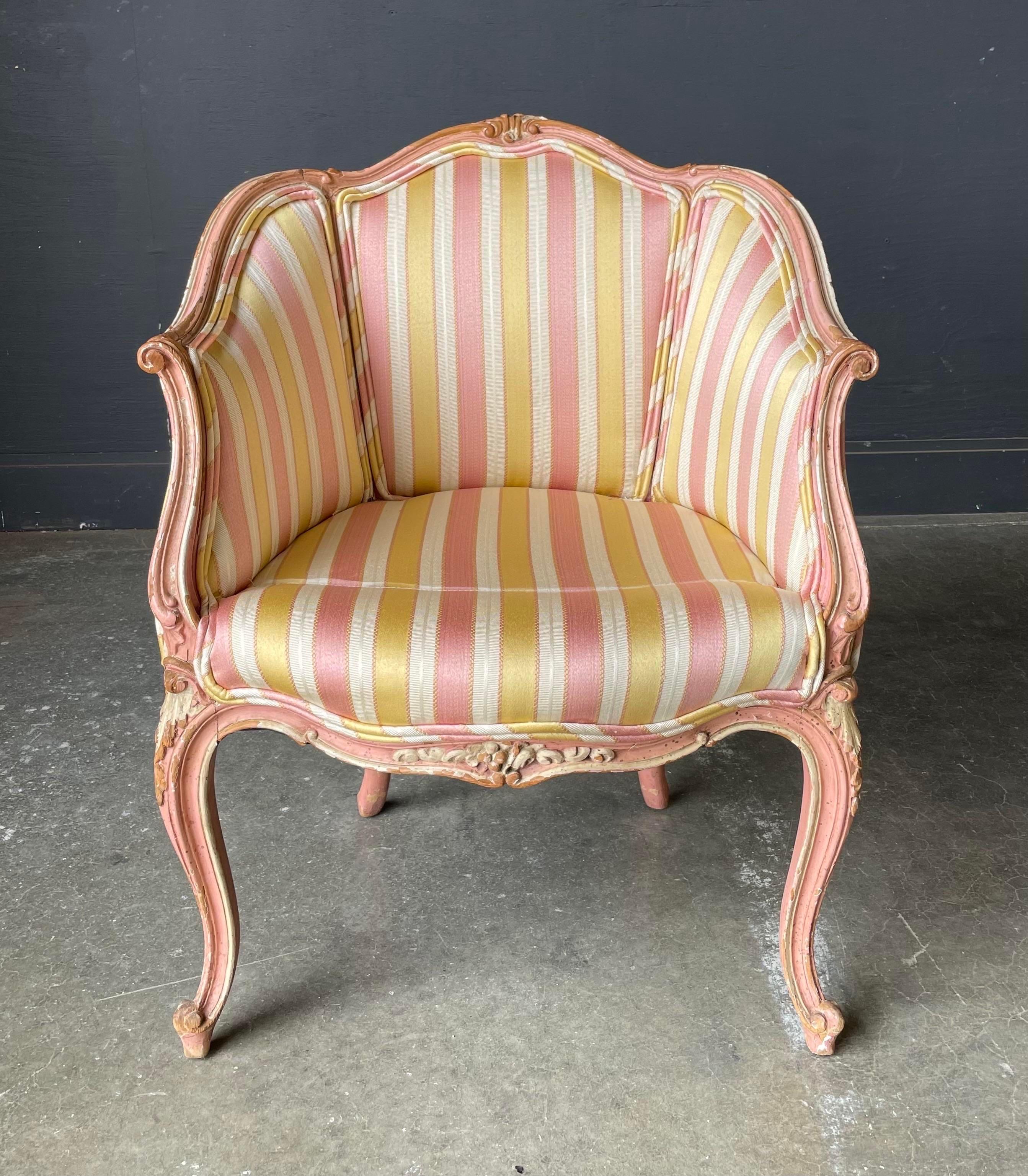 20ième siècle Paire de chaises Bergere de style Louis XV en vente