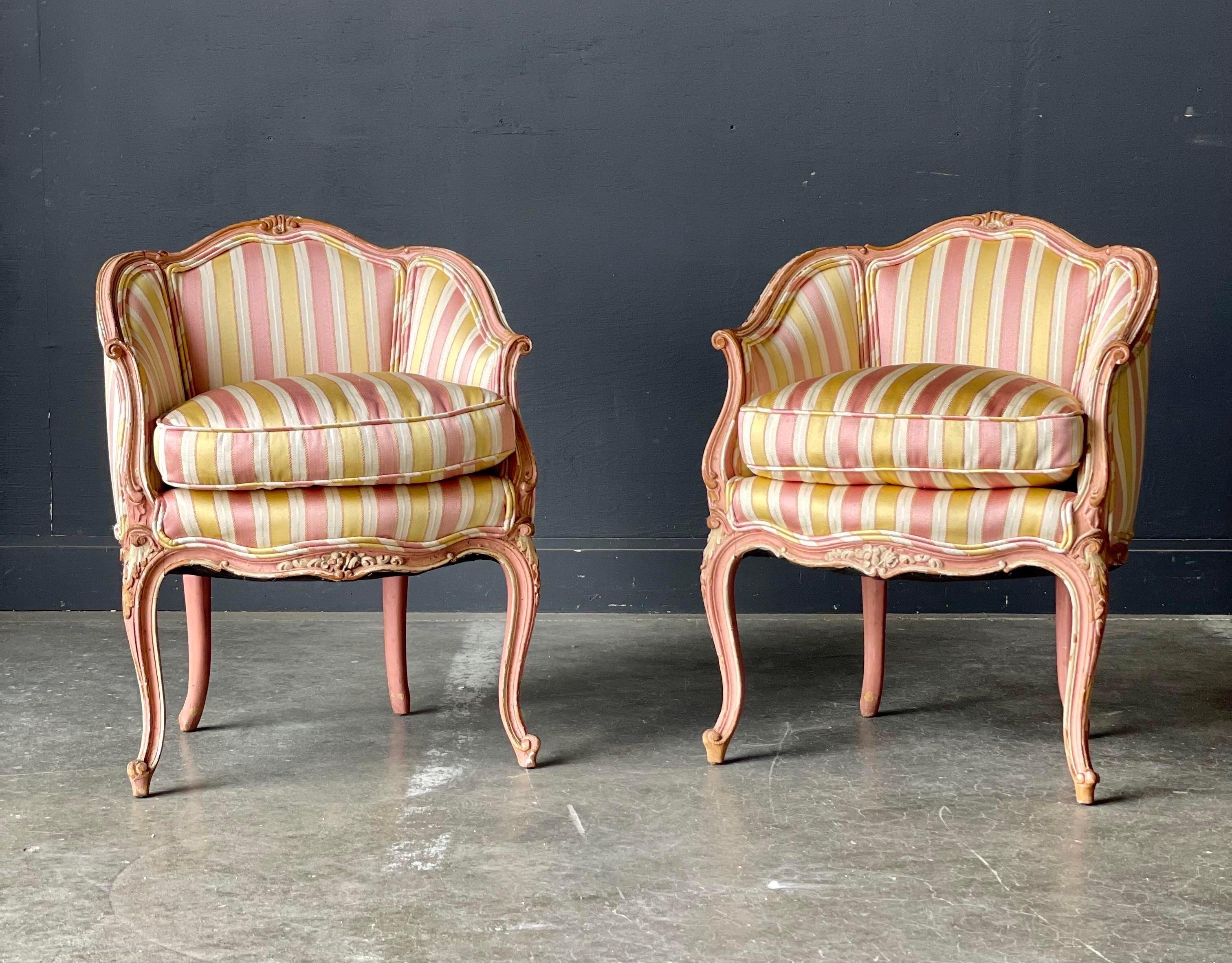 Louis XV Style Bergere Chairs - a Pair 2