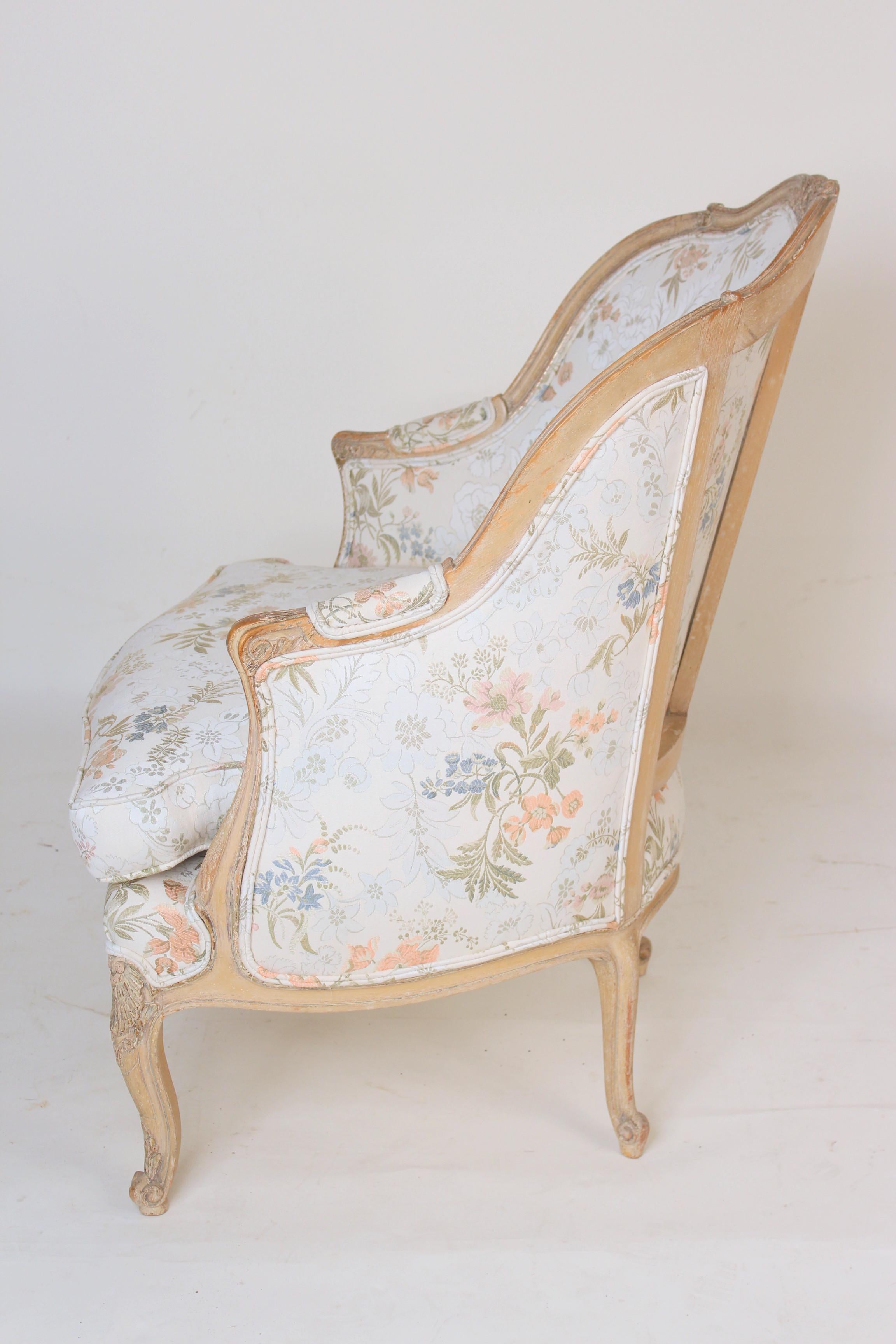 Louis XV Style Bergere with Pickled Finish In Good Condition In Laguna Beach, CA