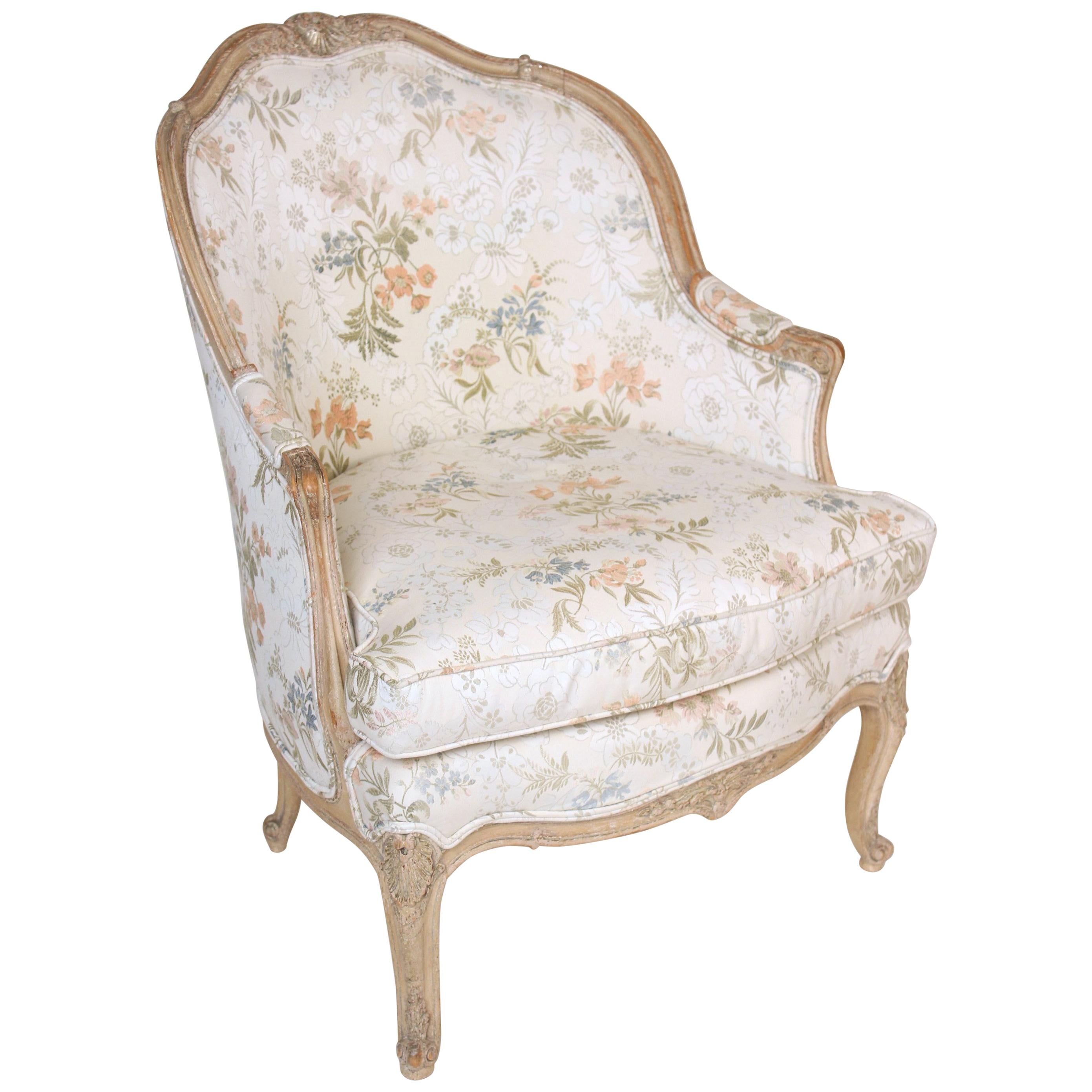 Louis XV Style Bergere with Pickled Finish