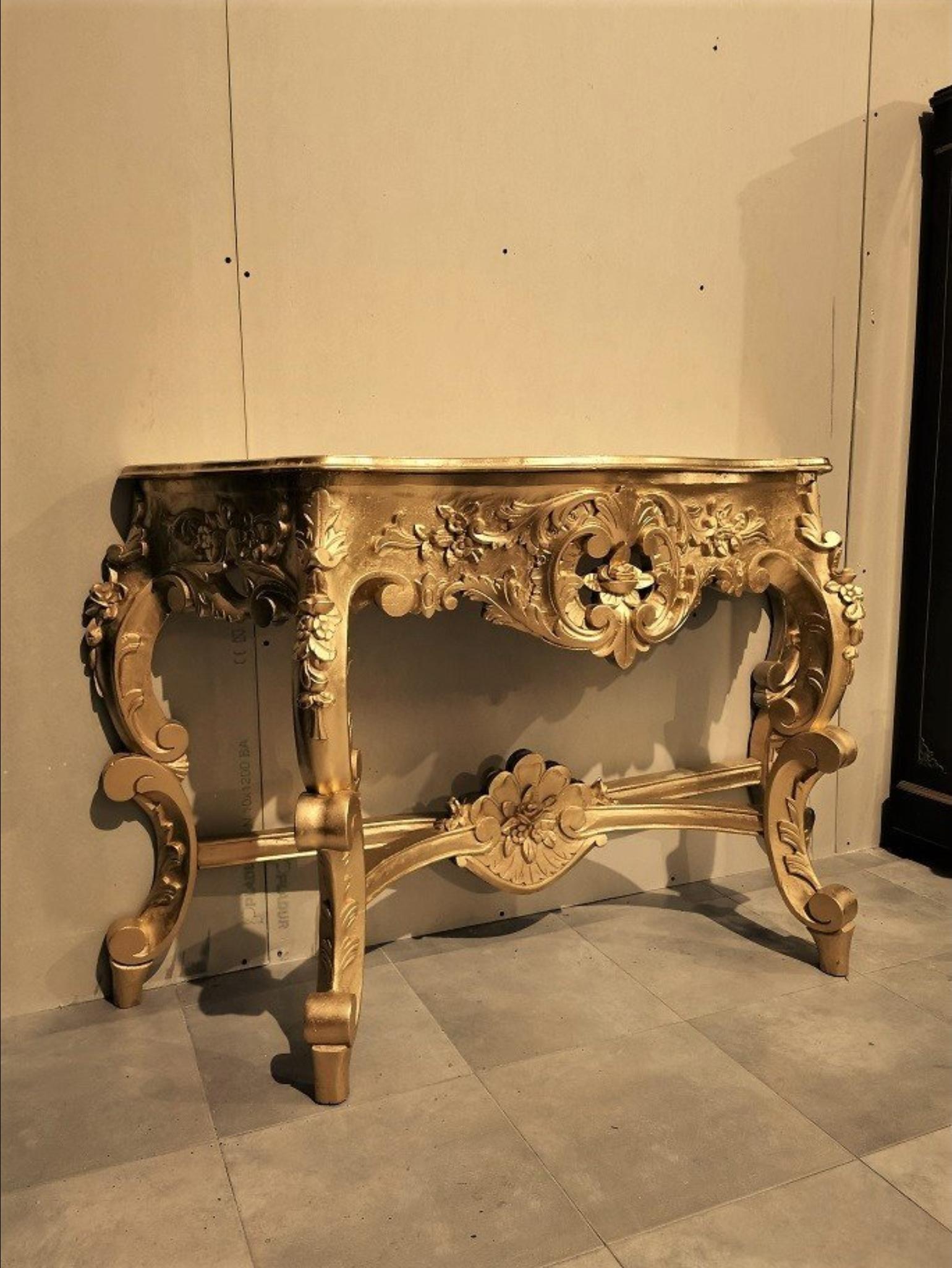 Wood Louis XV Style Big Console Table, France