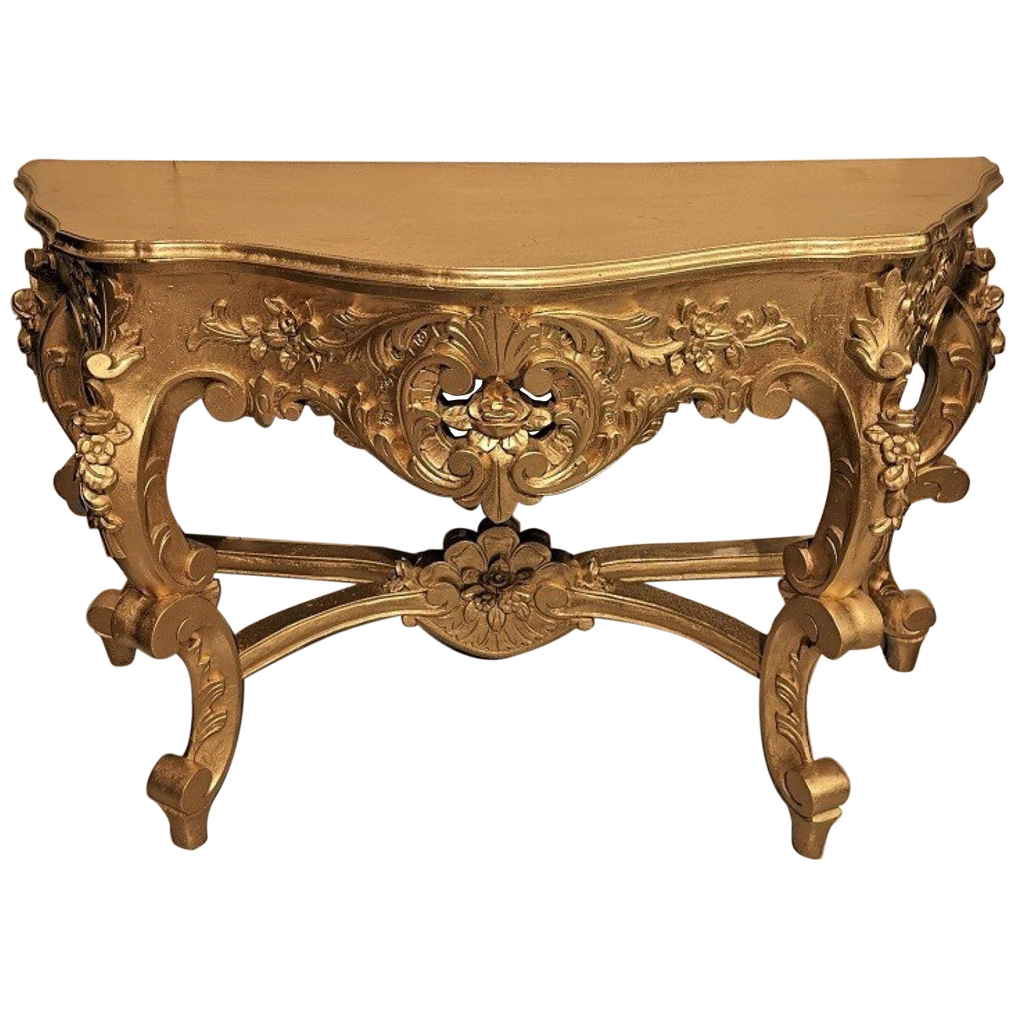 French Louis XV Style Carved Console Table For Sale at 1stDibs