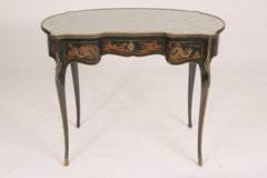 Louis XV Style Black Chinoiserie Decorated Vanity / Desk