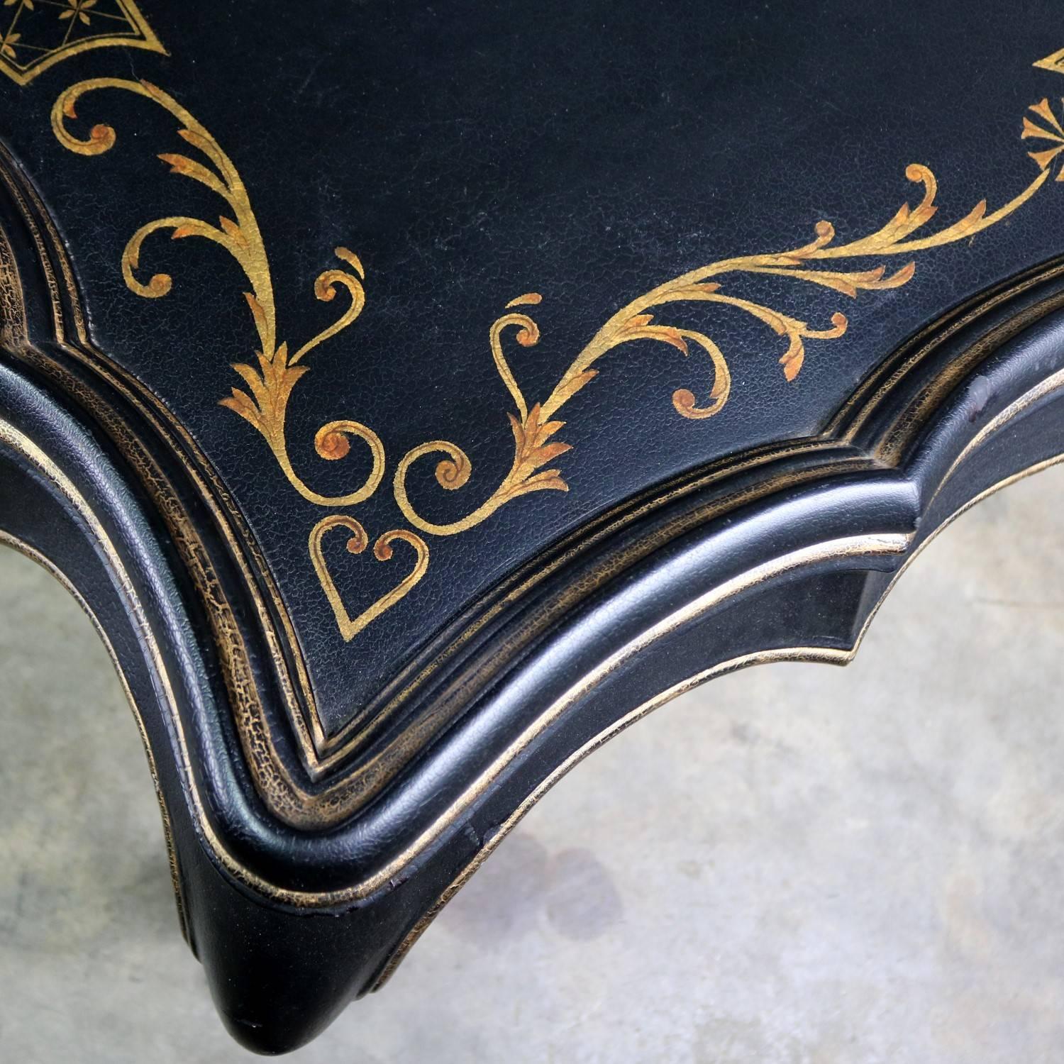 Louis XV Style Black Coffee Table with Gilt Chinoiserie Details 2