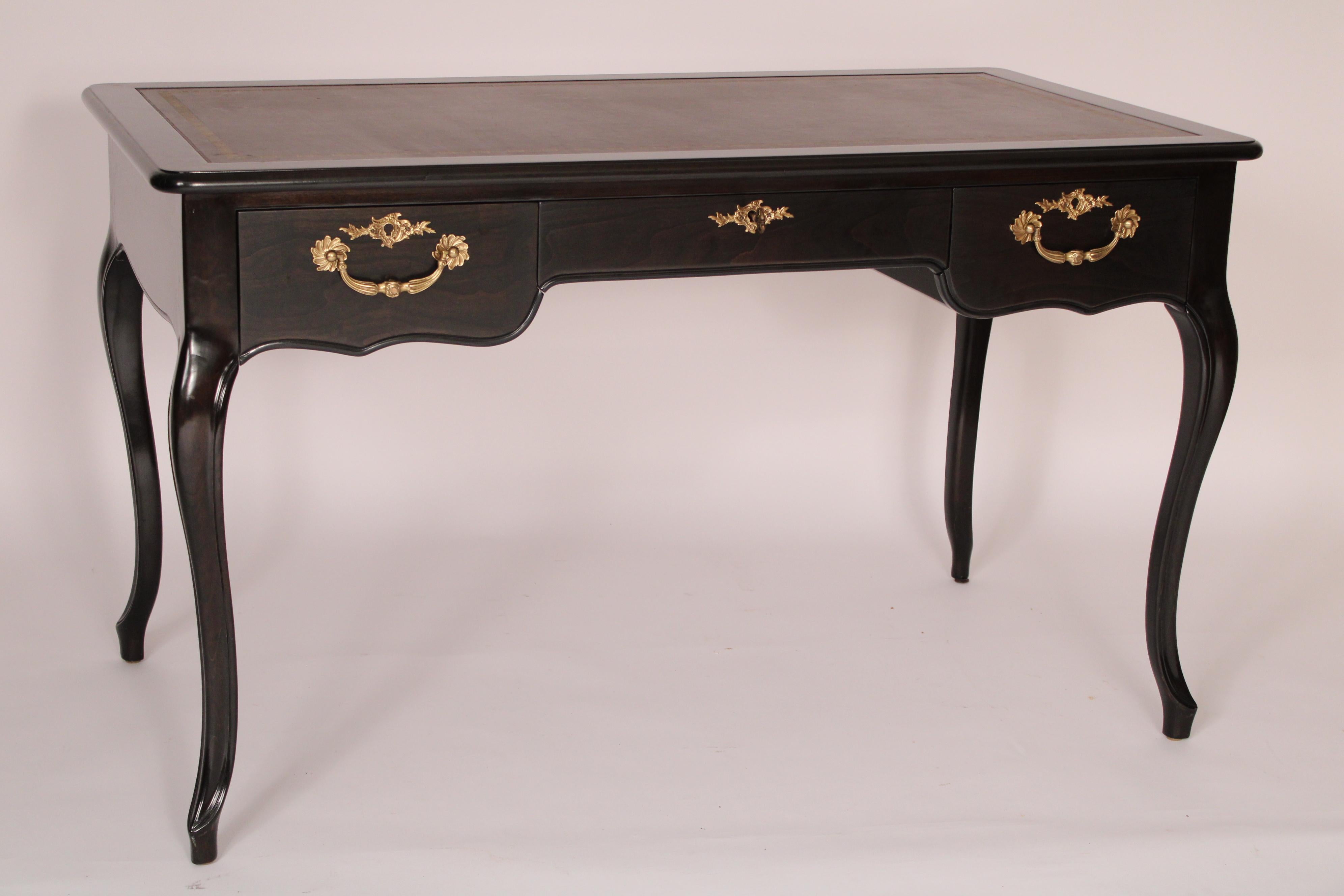 North American Louis XV Style Black Lacquer  Desk Made by Baker For Sale