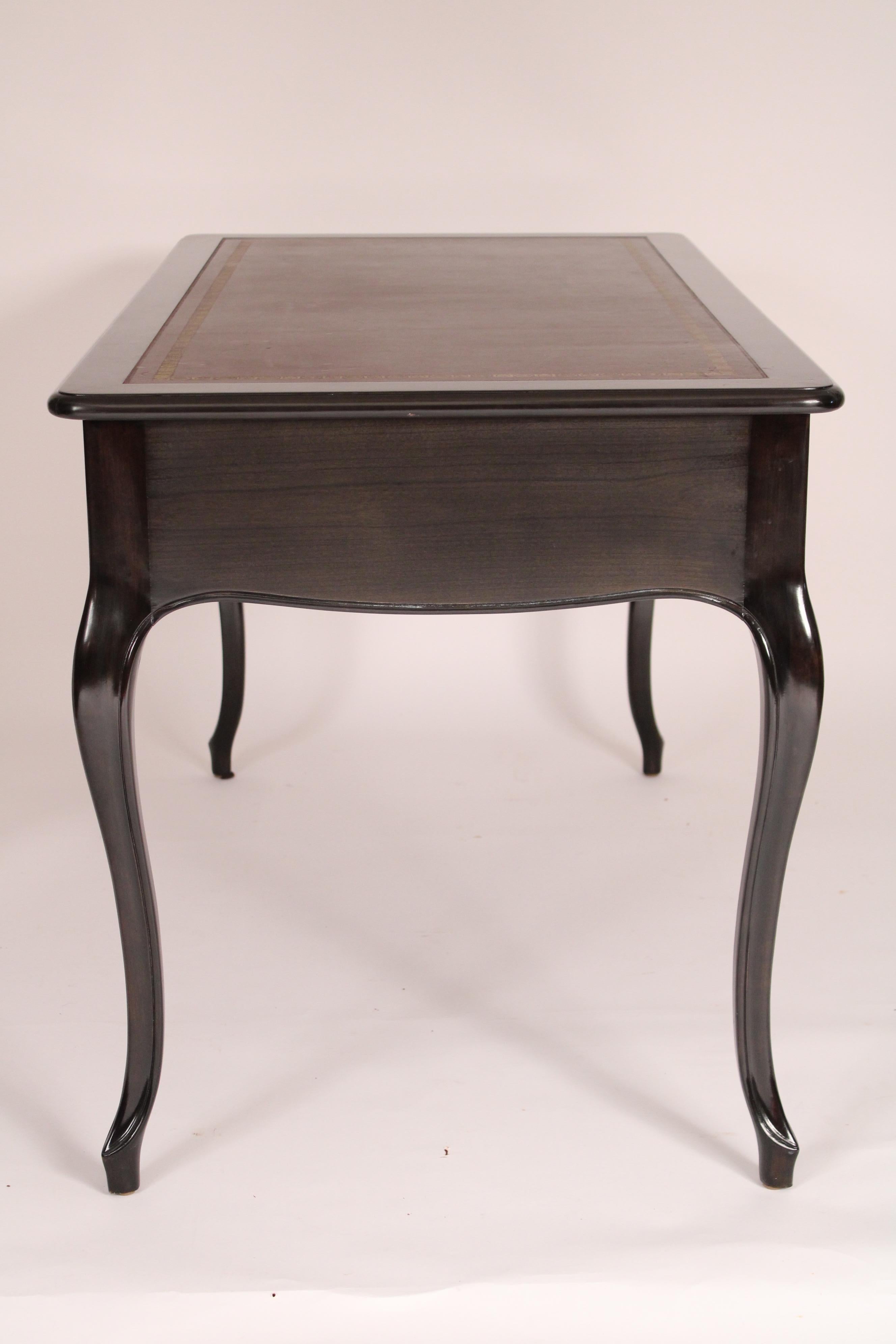 Louis XV Style Black Lacquer  Desk Made by Baker In Good Condition For Sale In Laguna Beach, CA