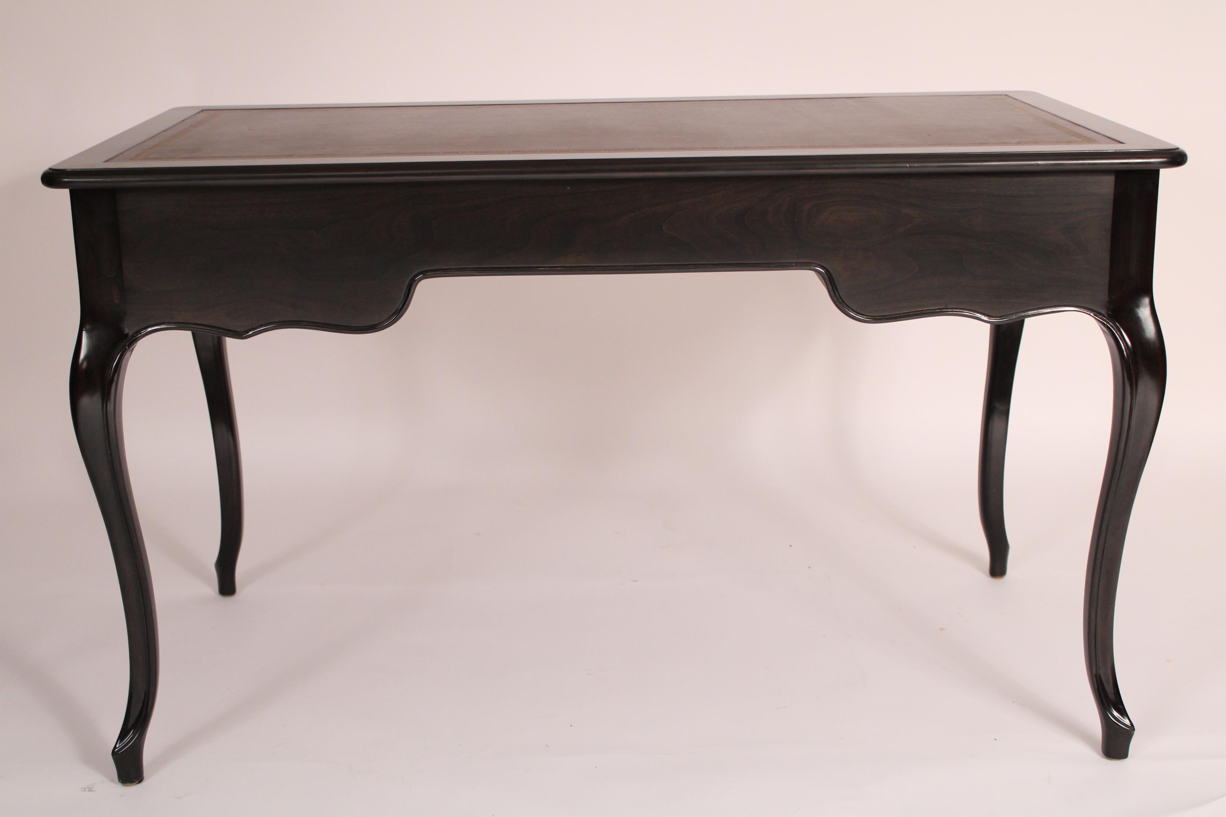 Late 20th Century Louis XV Style Black Lacquer  Desk Made by Baker For Sale