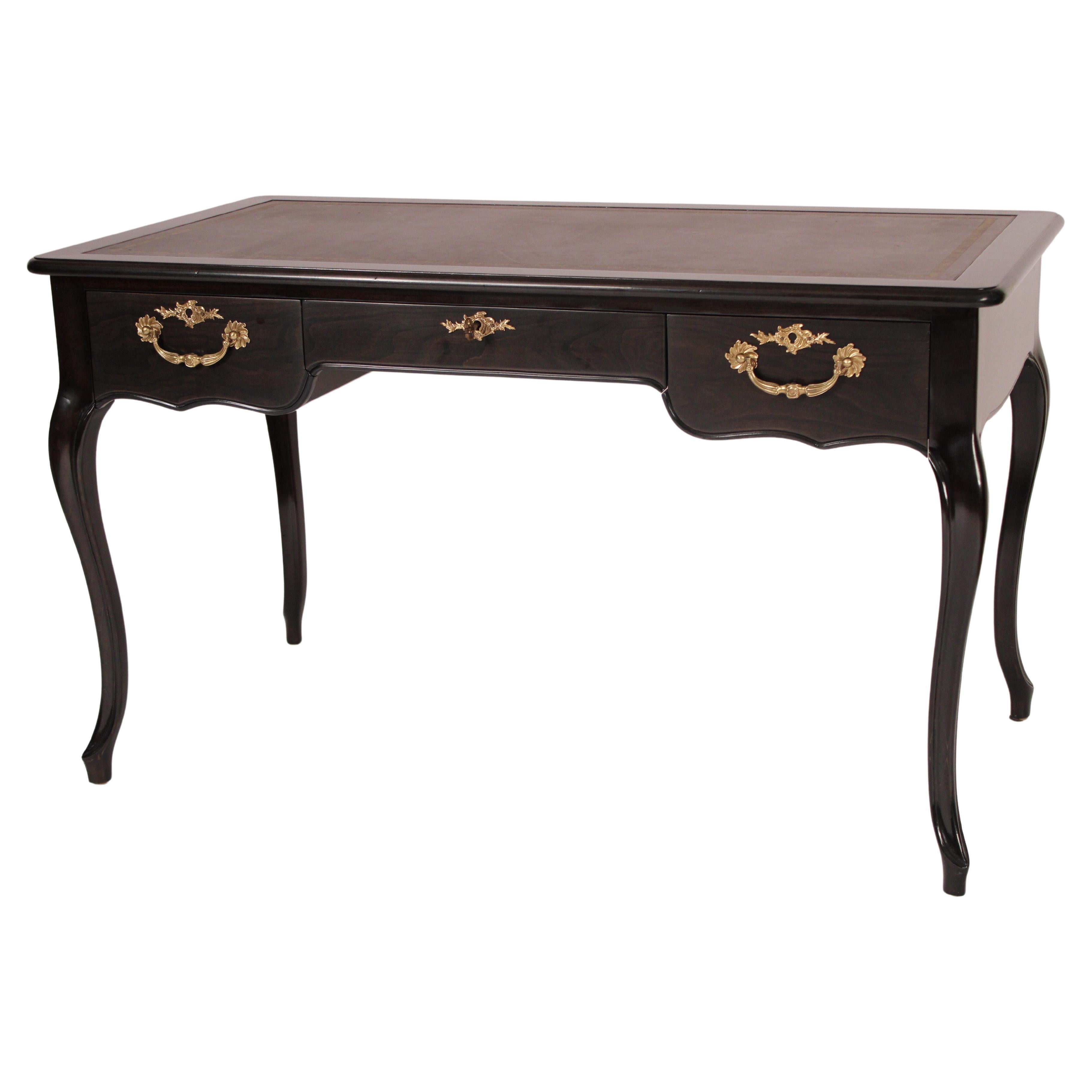 Louis XV Style Black Lacquer  Desk Made by Baker For Sale