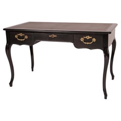 Vintage Louis XV Style Black Lacquer  Desk Made by Baker