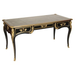 Louis XV Style Black Lacquer Desk with Gilt Bronze Mounts