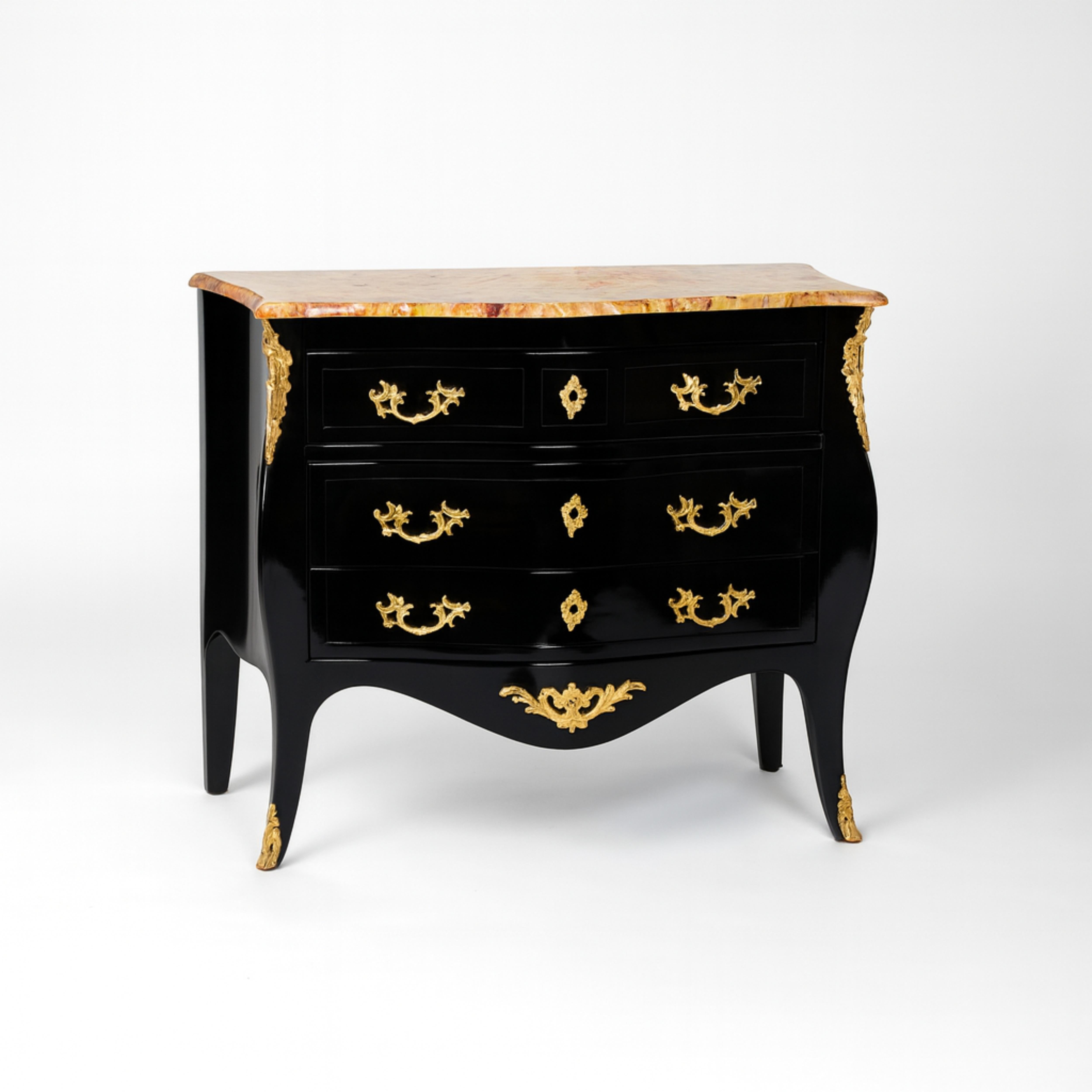 Cassettiera francese in lacca nera in stile Luigi XV, XX secolo in vendita 5