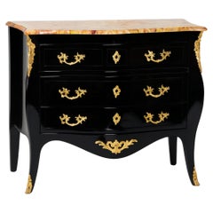 Louis XV Style Black Lacquer French Chest of Drawers, 20th Century
