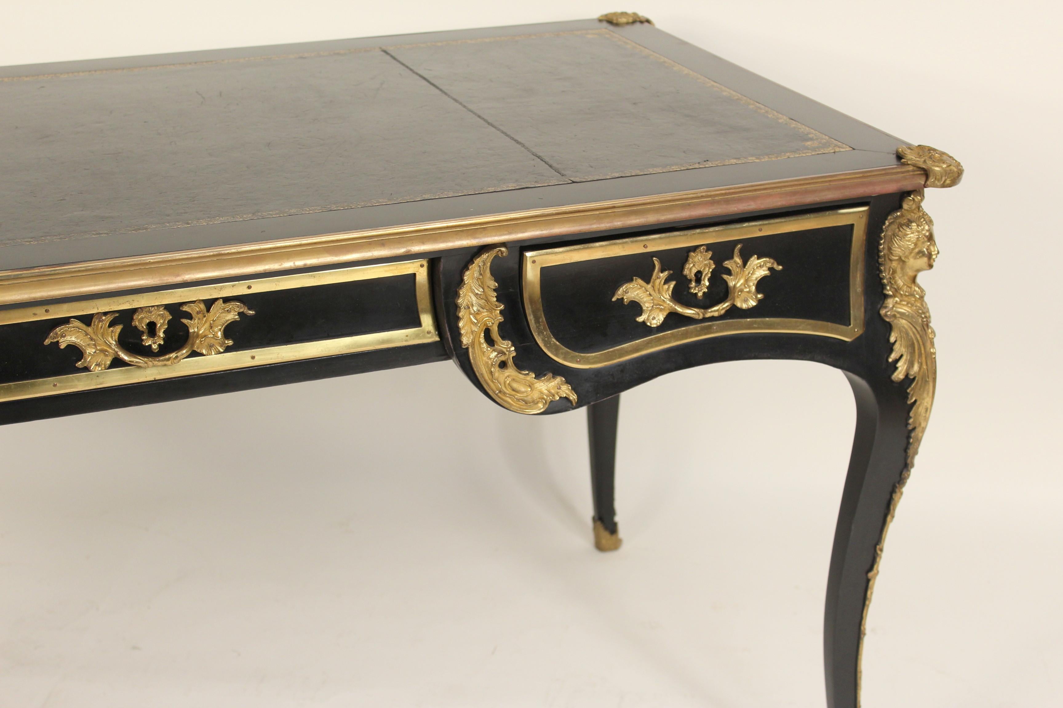 Louis XV Style Black Lacquer Gilt Bronze Mounted Desk 1
