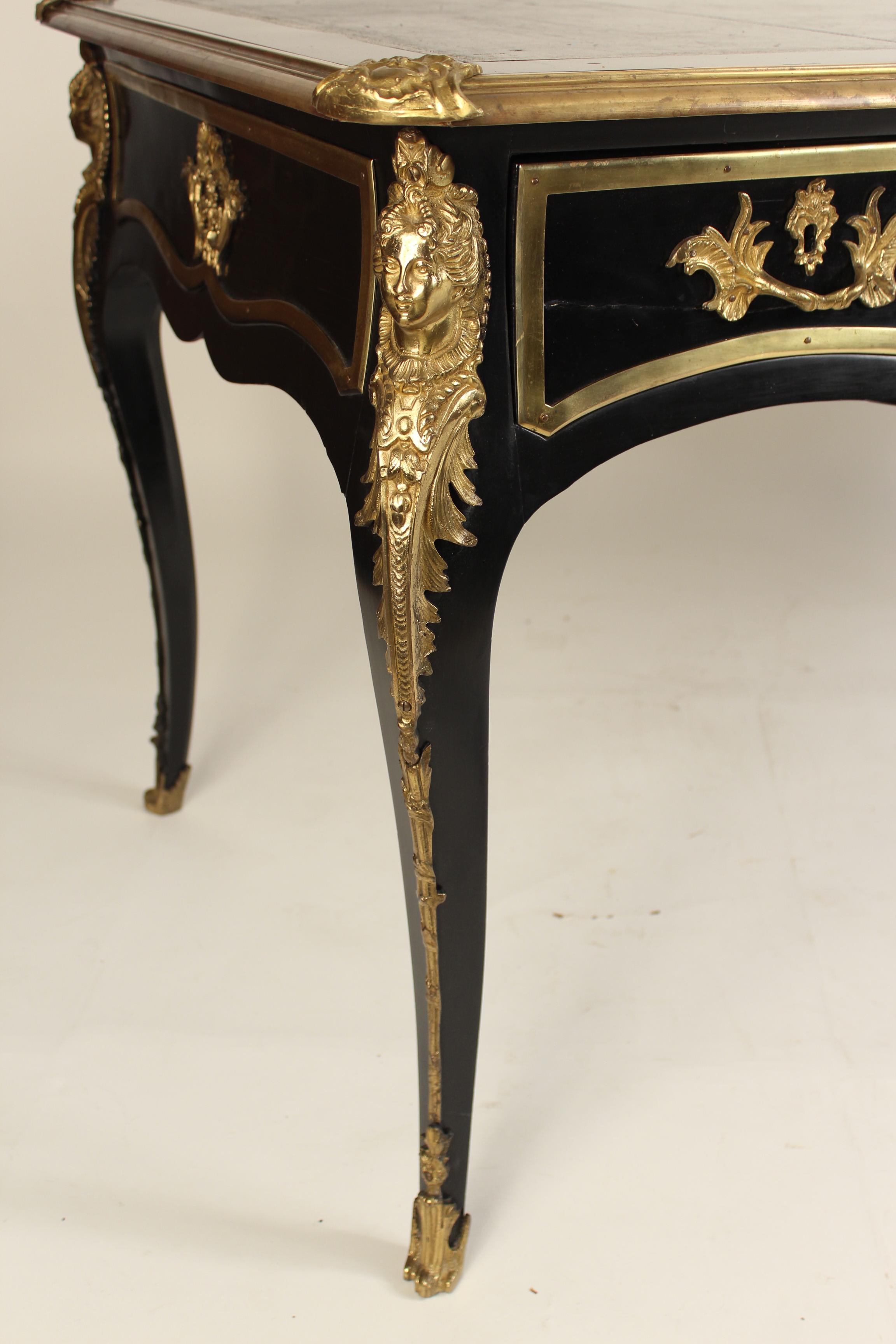 Louis XV Style Black Lacquer Gilt Bronze Mounted Desk 3