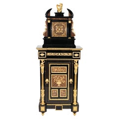 Louis XV Style Black Lacquered Longcase Clock with Dore Bronze Ormolu Mountings